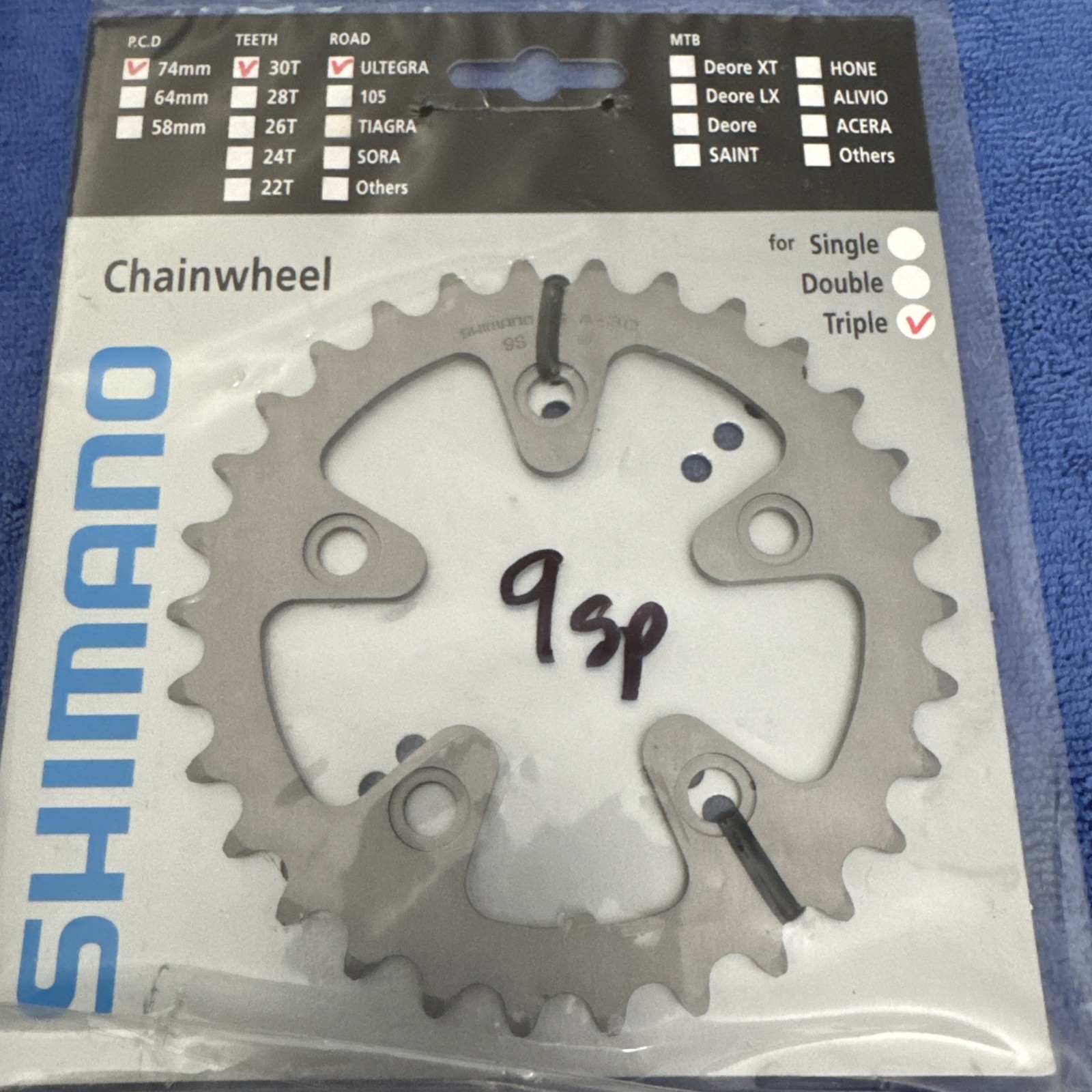 SHIMANO ULTEGRA CHAINRING FC-6503 74MM BCD X A-30T 9SPD SILVER NIP