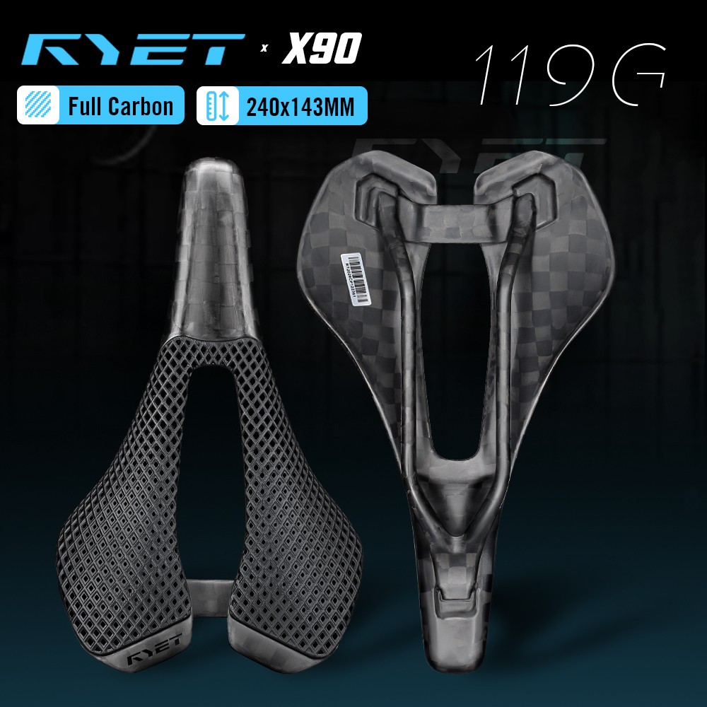 RYET Ultralight Carbon Bike Saddle 240x143mm 3D Printed Rail for Road MTB Gravel