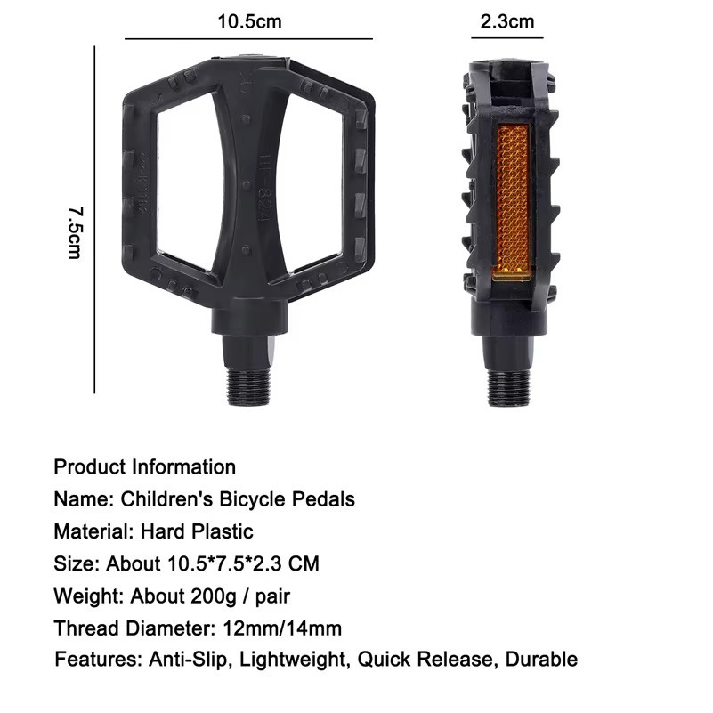 Kids Bike Pedals 9/16 1/2 Anti Slip Ultralight Bicycle Pedals with Reflectors