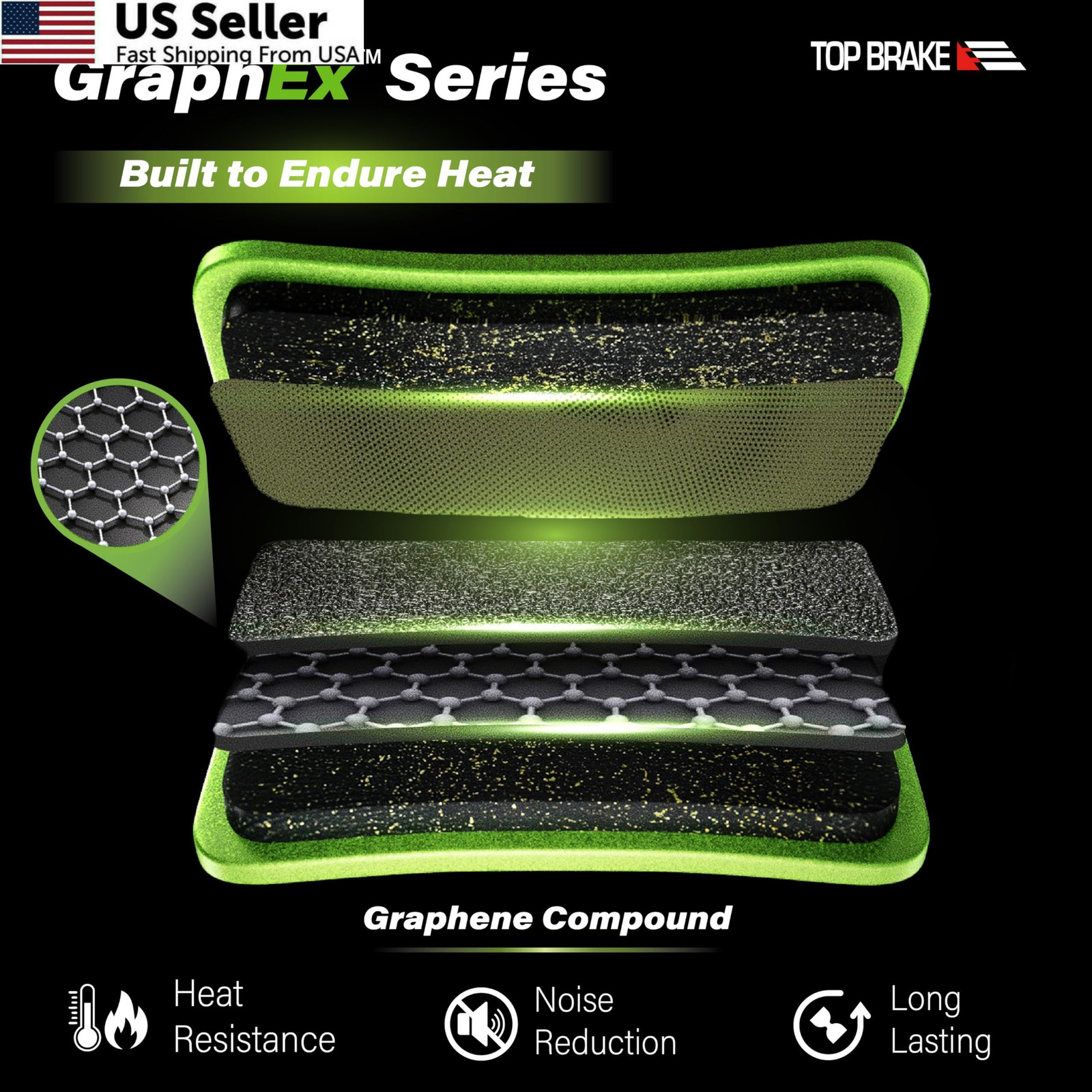 TOP BRAKE Disc Bike Brake Pads Compatible with Shimano 1.55*0.94 (in), Green