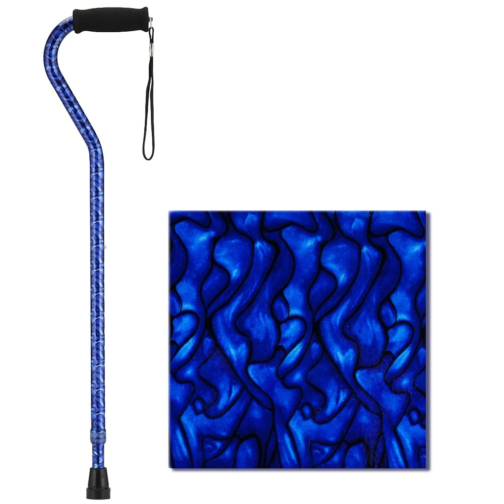 NOVA Designer Walking Cane with Offset 1 Count (Pack of 1), Blue Waves
