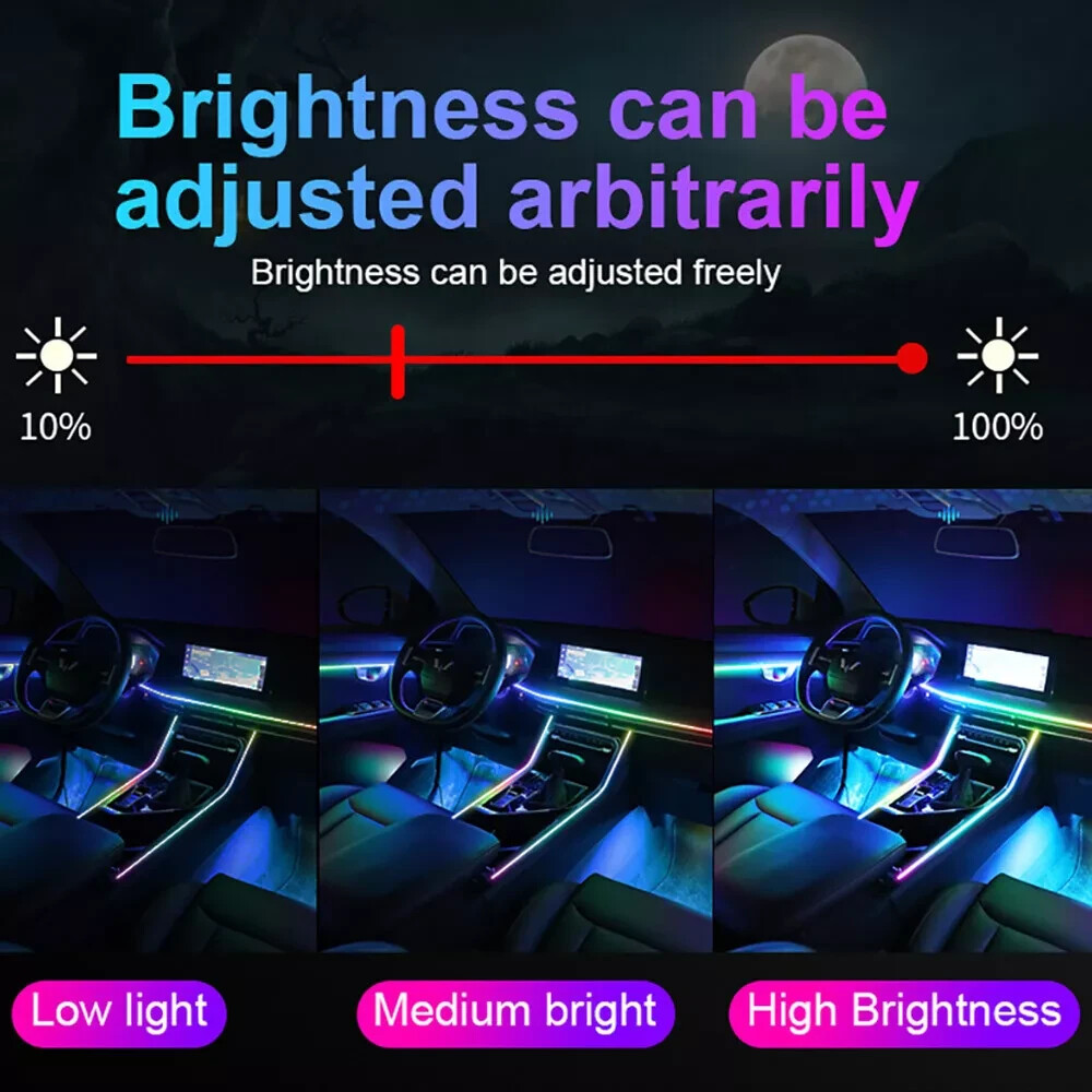 6 in 1 Full LED Bead Symphony Dream Car Interior Ambient Lighting Wireless Kit