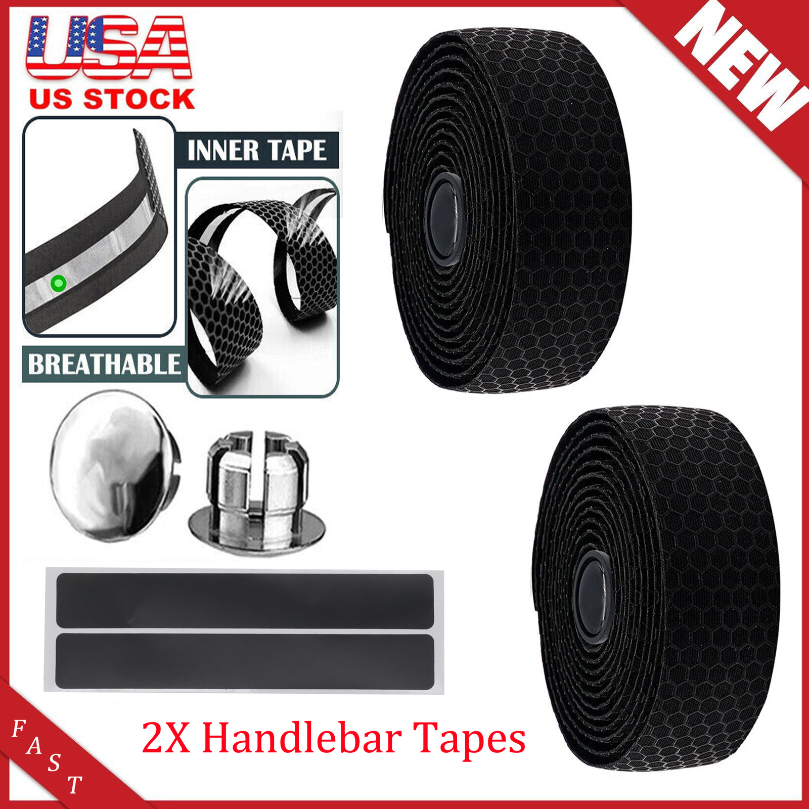 2Pcs Bicycle Handlebar Tape Non-Slip Silica EVA Road Bike Handle Bar Wrap Straps