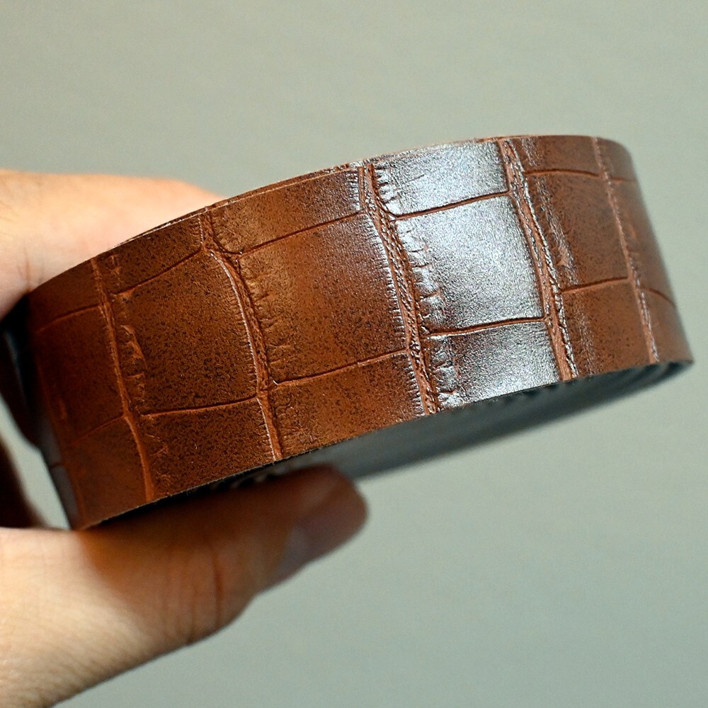 Road Bike Bar Tape Crocodile Alligator skin Flux Leather Drop Handlebar Brown
