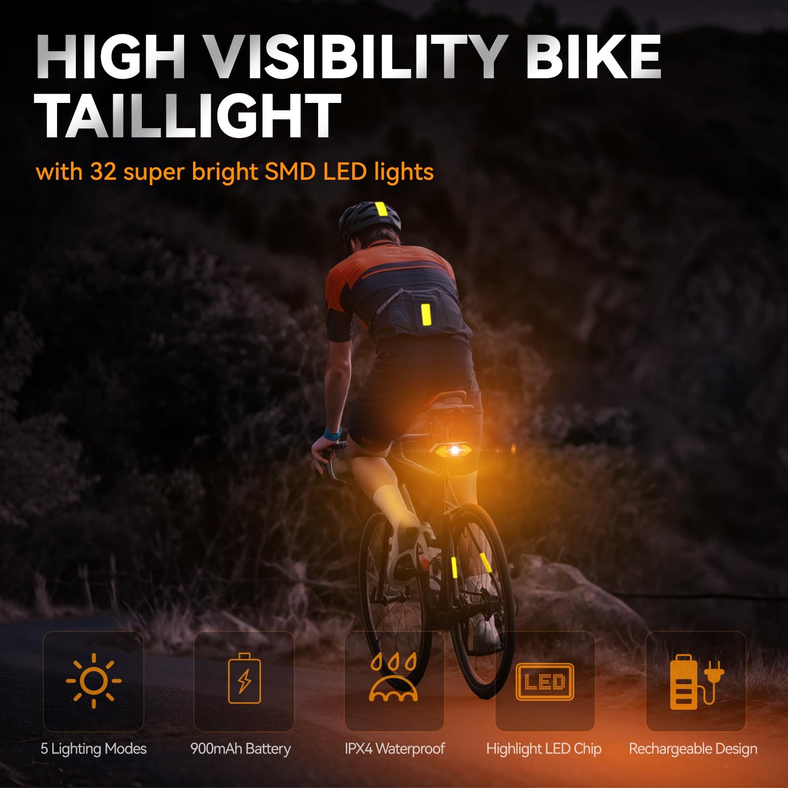 Bike Tail Light with Turn Signals USB Rechargeable Bike Turn Signals 120 Lumens