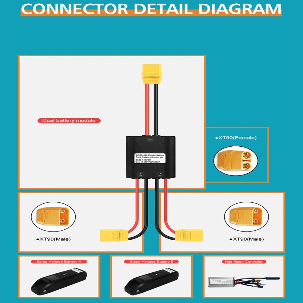 E-bike Dual Battery Discharge Converter Balanced Discharge Connection Adapter
