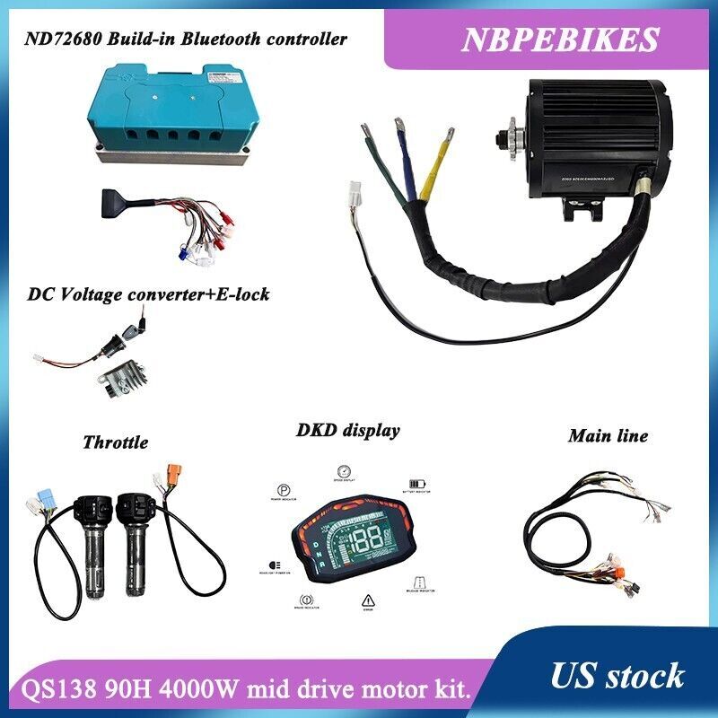 US STOCK:QS138 90H V3 4000W middrive motor with ND72680 Fardriver controller kit