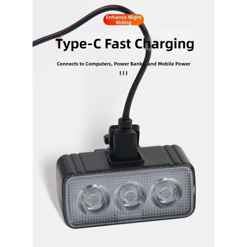 Front Rear LED Bike Light Set USB Rechargeable Quick Release Strap Mount
