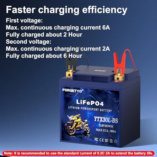 Lithium YTX30L-BS, 850A LiFePO4 Motorcycle Battery, 12V 12AH YTX30L-BS-12AH