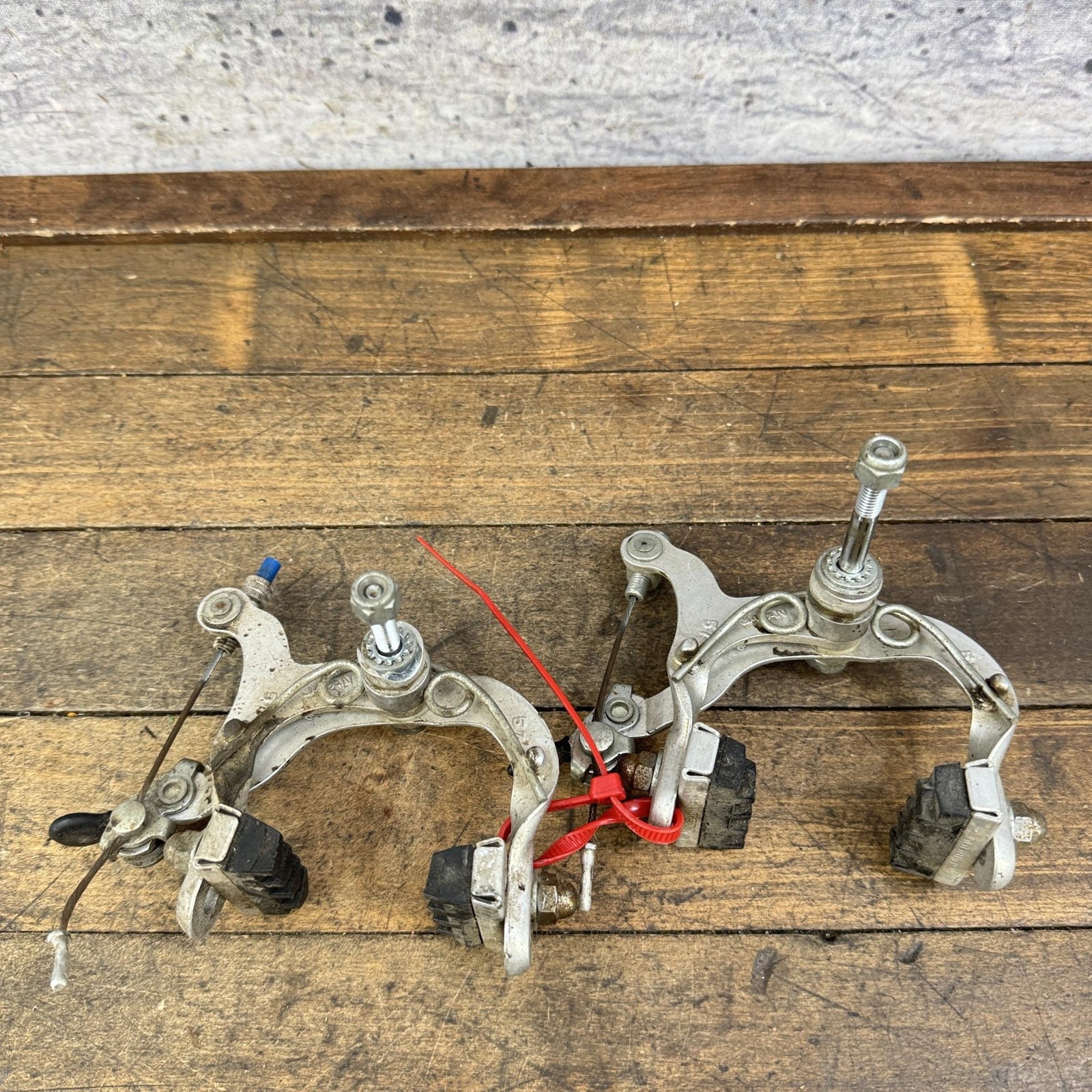 Vintage Shimano Tourney Caliper Brakes Set Silver Road Bike Side Pull Japan 70s