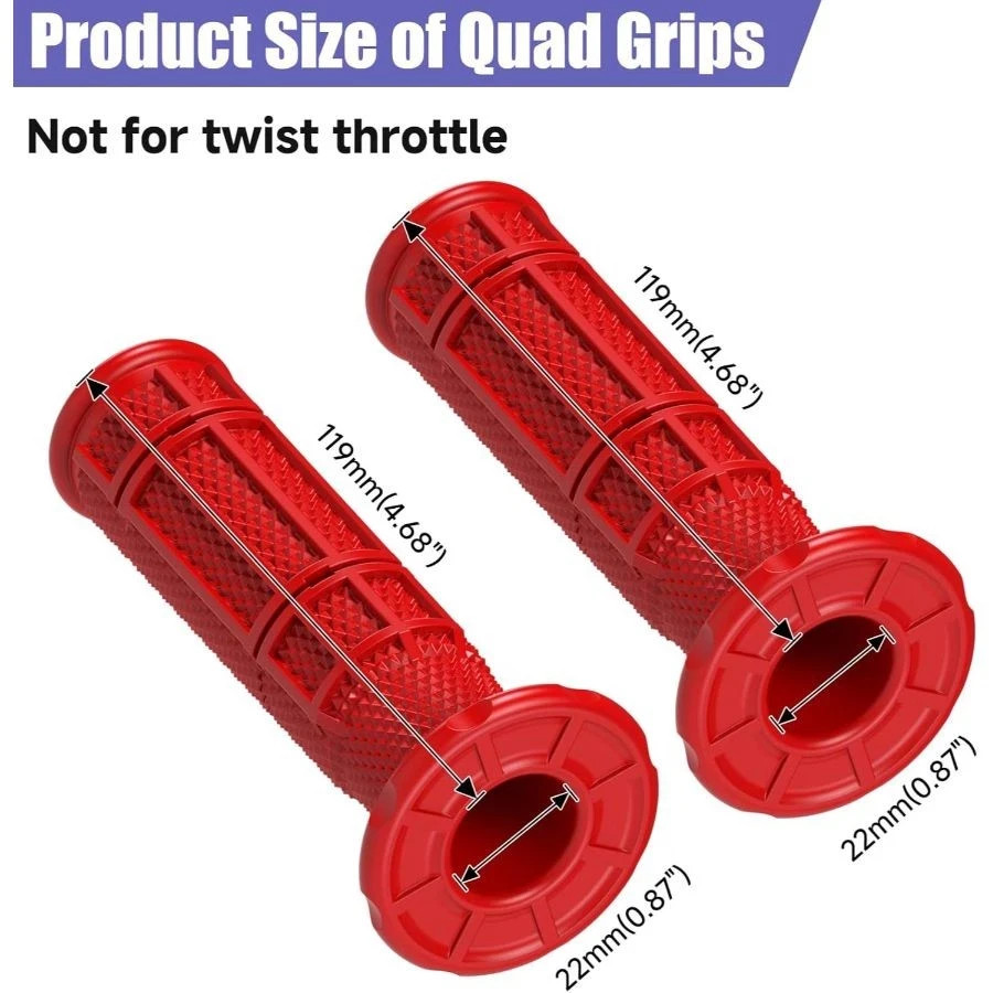 7/8 Handlebar Grips Rubber ATV Handle Grips Replacement for 350 420-red