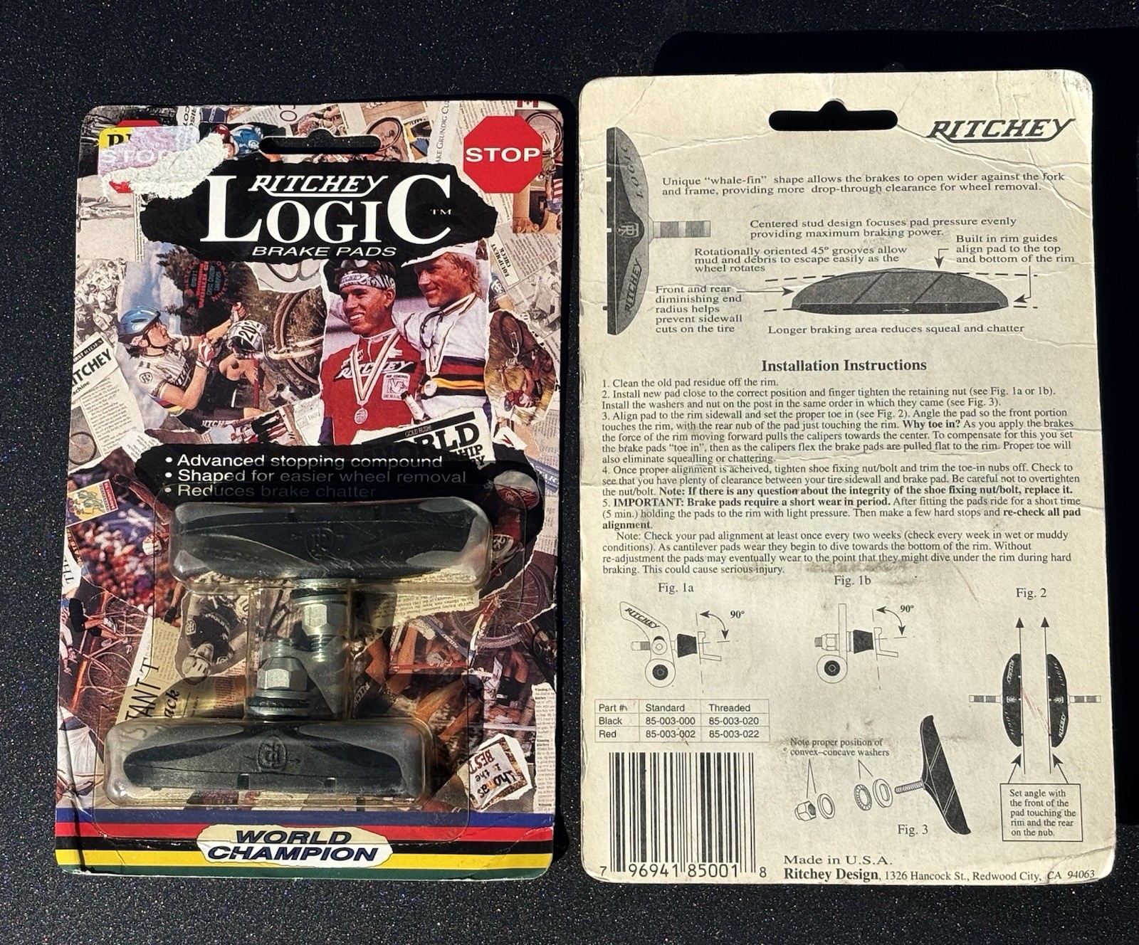 TWO PAIR NOS RITCHEY LOGIC WORLD CHAMPION WCS Cantilever Brake Pads Vintage MTB