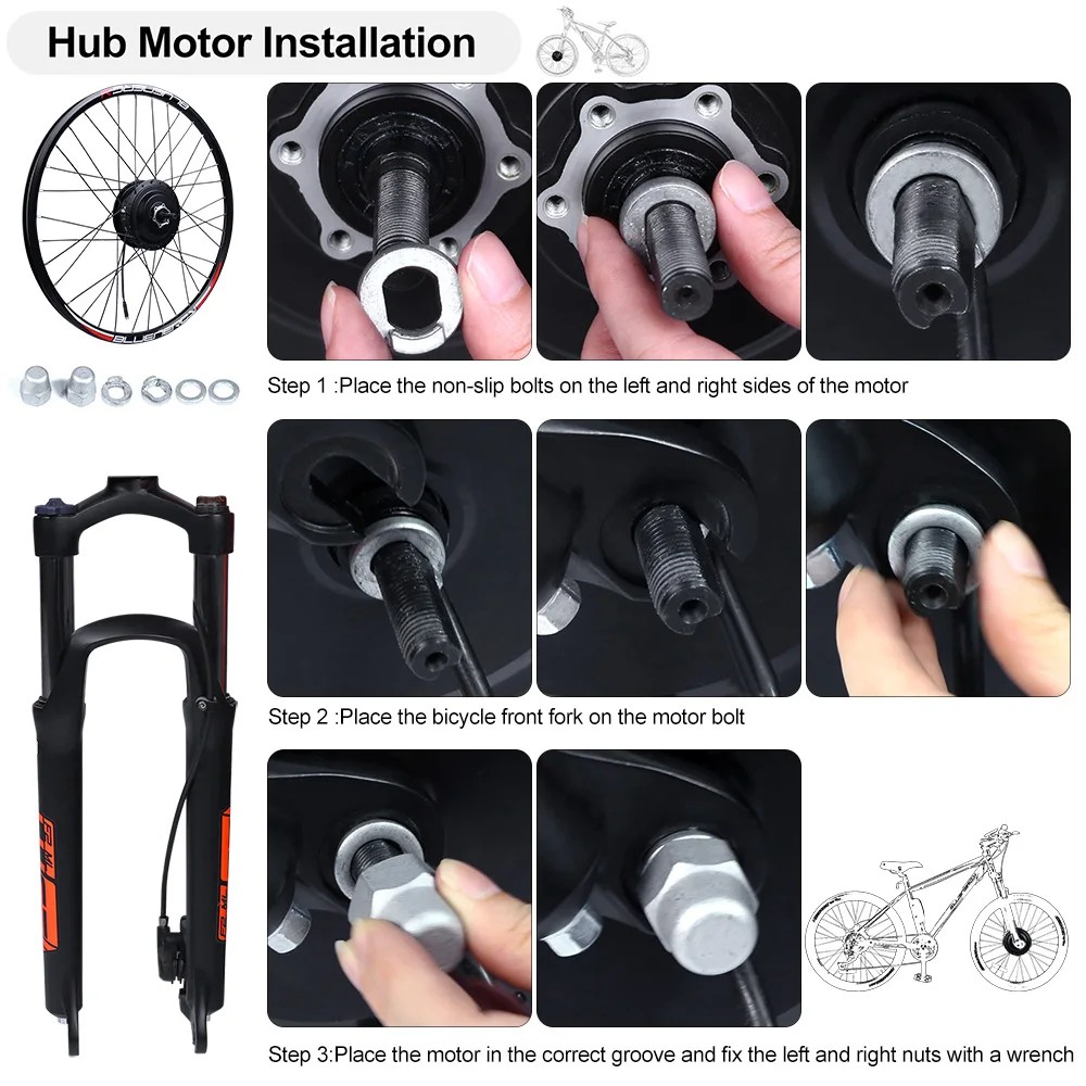 Rear Hub Wheel Motor DIY Ebike Conversion Kit Bafang 48V500W 20» 26″ 27.5″ 700C