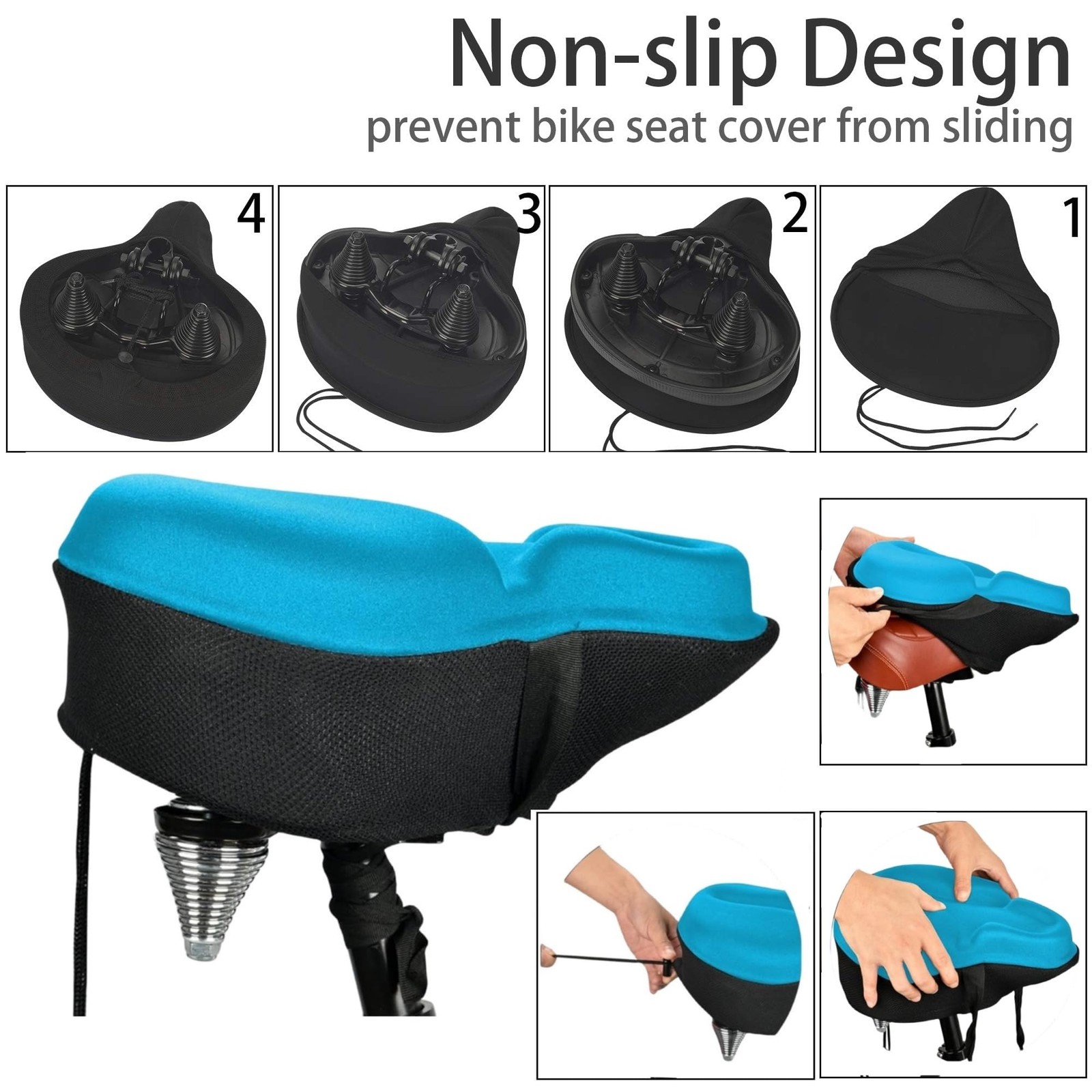 C6 Large Comfortable Bike Seat Cushion – Extra Soft Bicycle Saddle Cover, Thi…