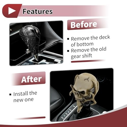 10cm Skull Shift Knob Universal Gear Shifter Knob Resin Stick Shifter Beige