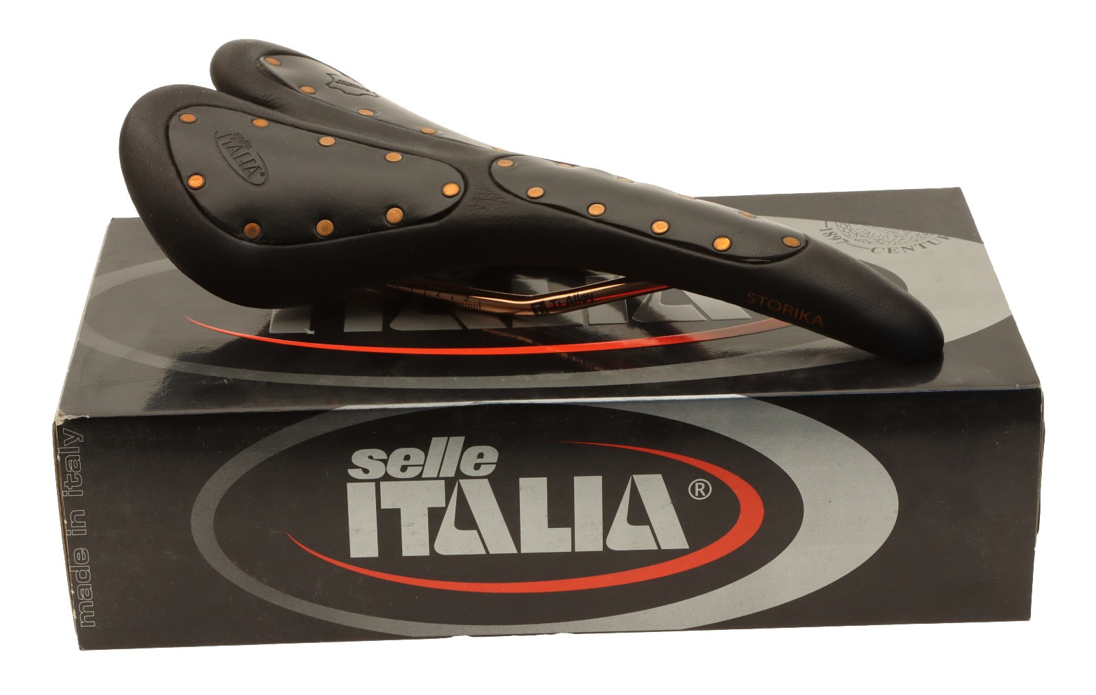 Selle Italia Storika Saddle Ti Alloy Rail Black Leather Copper Rivet NOS NIB NEW