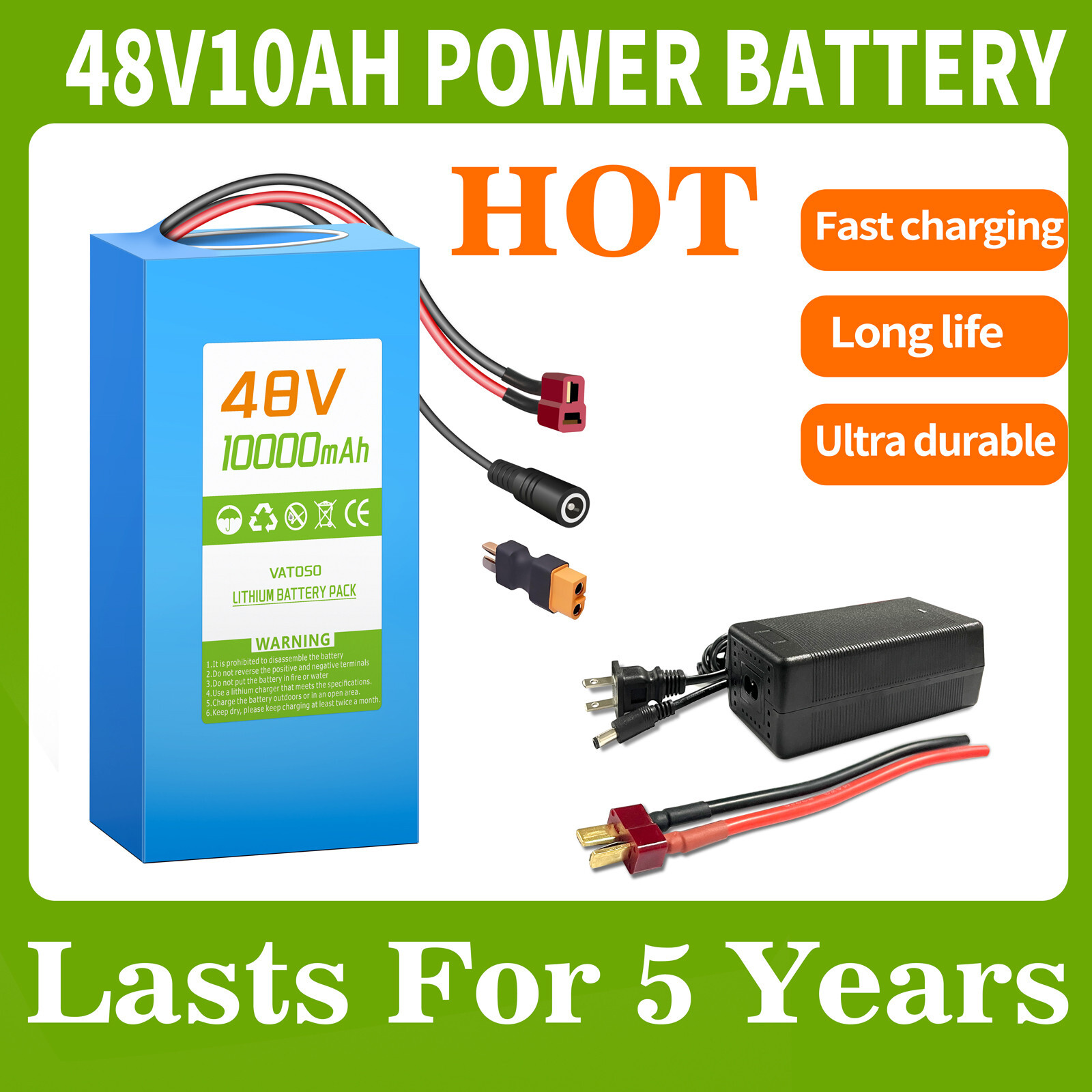 48V10AH Lithium Battery for 200W-1000W Ebike Electric Bicycle