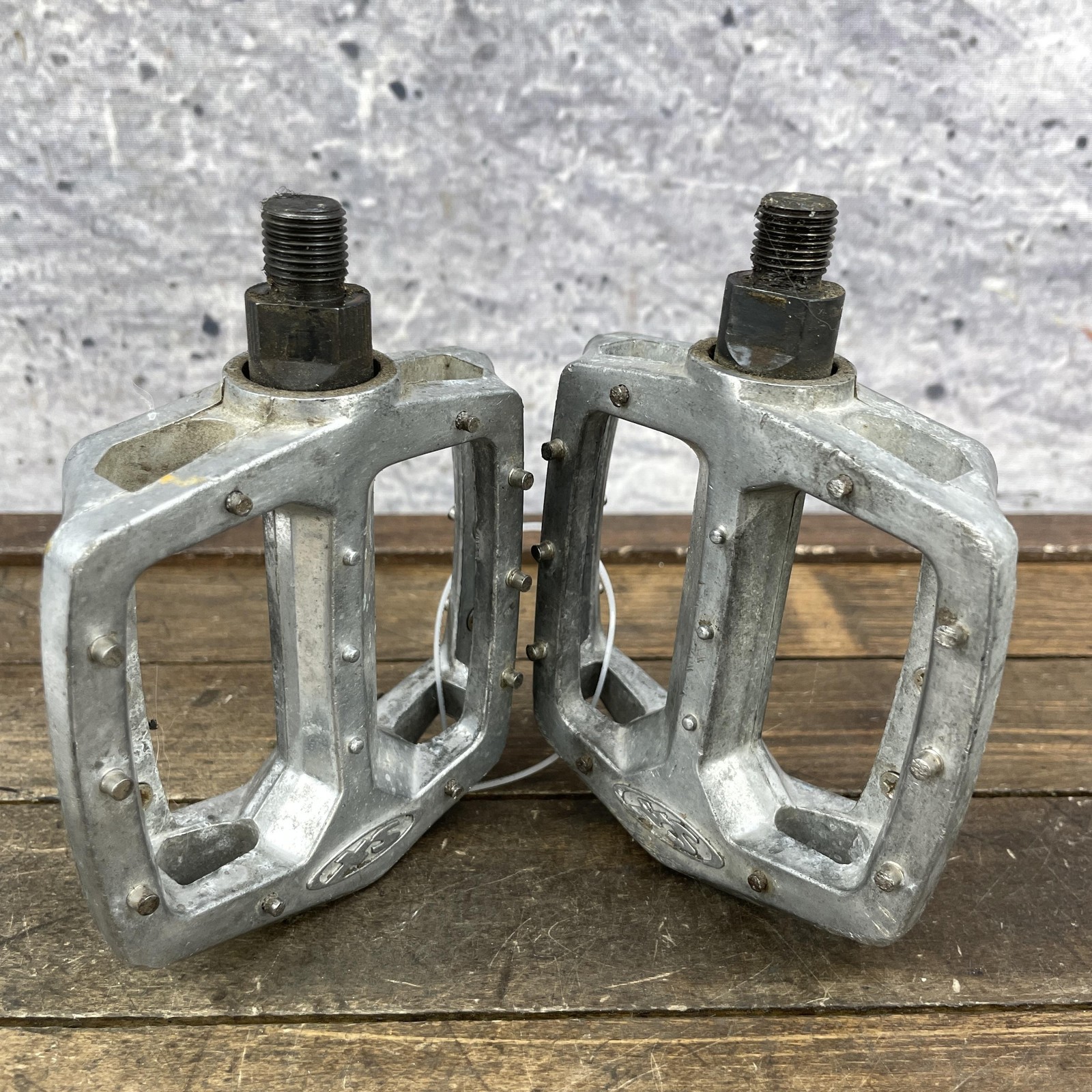 Vintage Schwinn XS BMX Pinned Pedals 1/2 Silver Aluminum Freestyle Old School