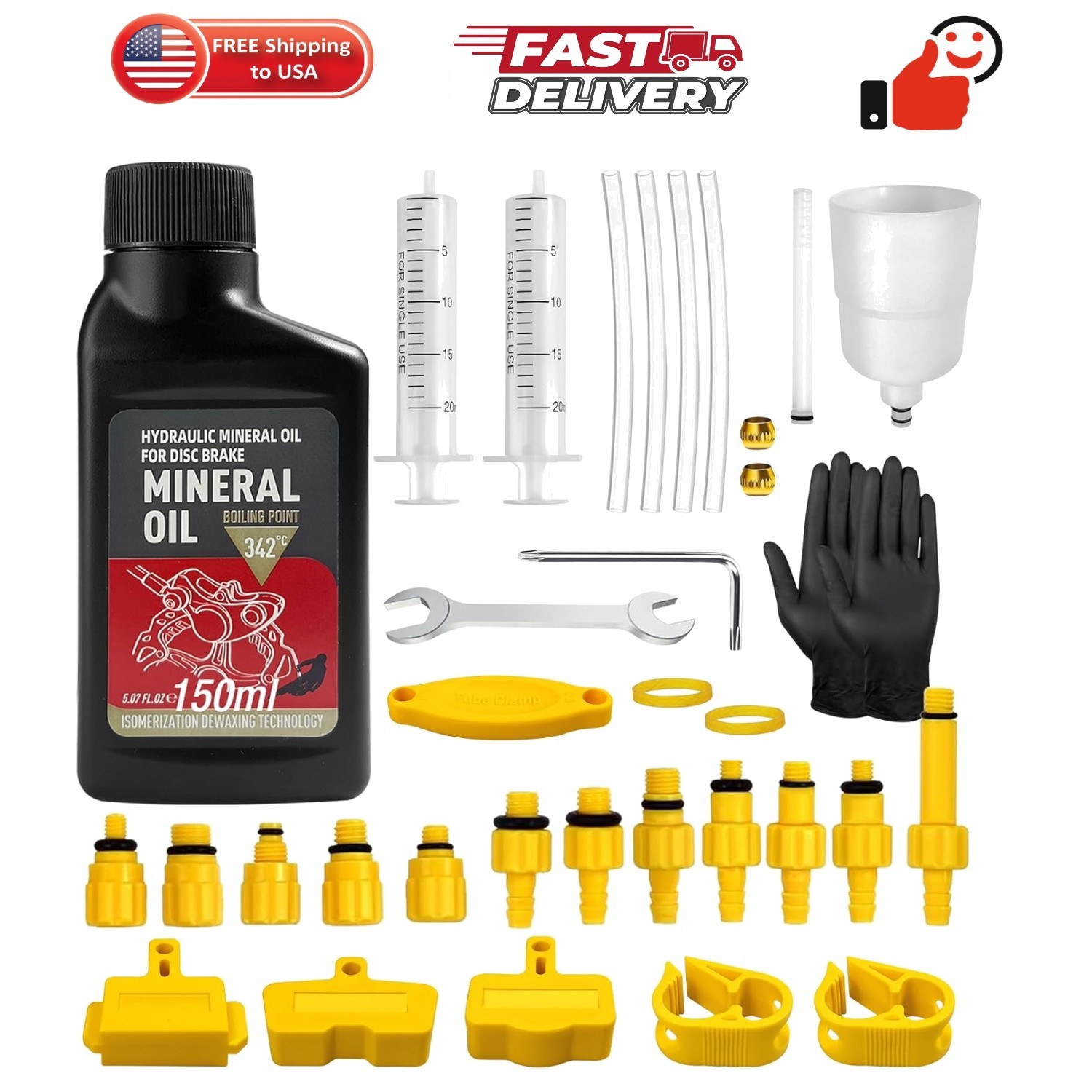 Bicycle Hydraulic Including 150ML Mineral Oil for Shimano,TEKTRO, TRP Hydraul…