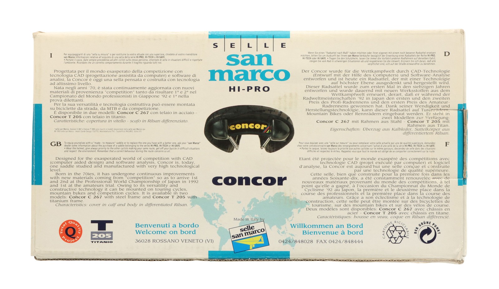 Selle San Marco Concor Supercorsa Hi-Pro Saddle Black Patterned Leather NOS NEW