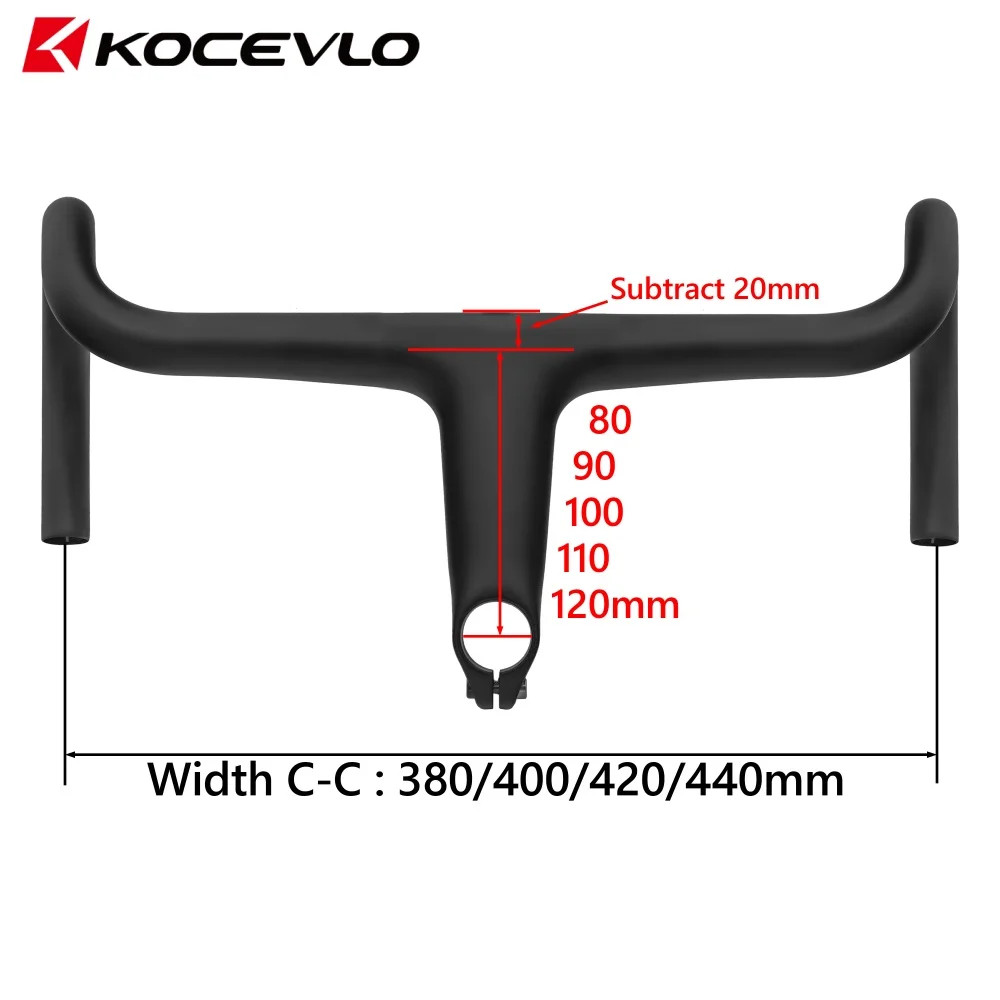Road Bicycle Ultralight Carbon Stem Integrated Handlebar for 28.6mm with Spacers