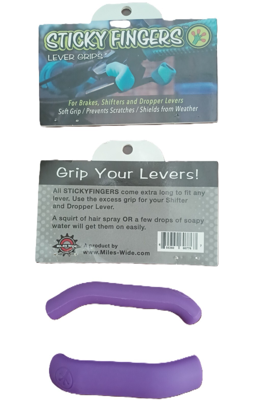 STICKY FINGERS Brake Lever Covers for BMX Freestyle Mountain Bikes PURPLE