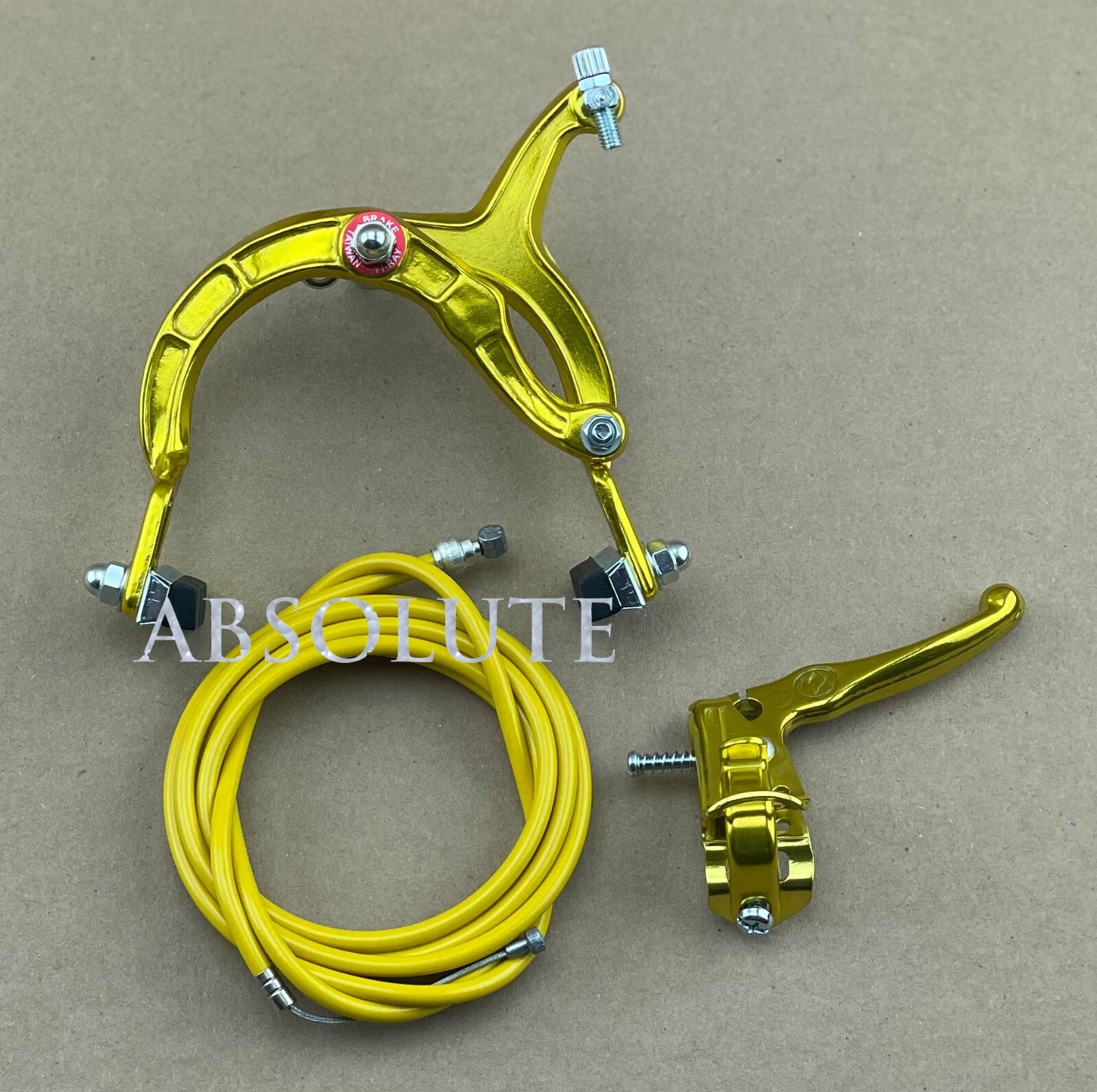 ALL GOLD OLD SCHOOL BMX BIKE MX REAR BRAKE LEVER CABLE CALIPER CRUISER BICYCLE.