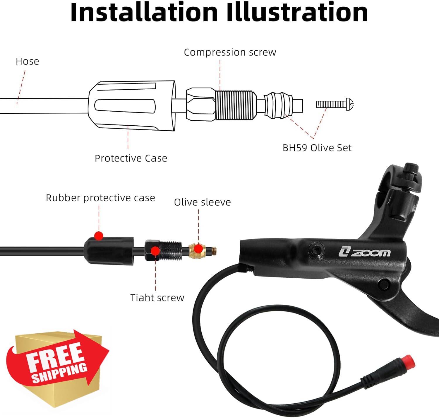 Akantor Zoom HB-876E Red Right Handle ebike Brake Lever