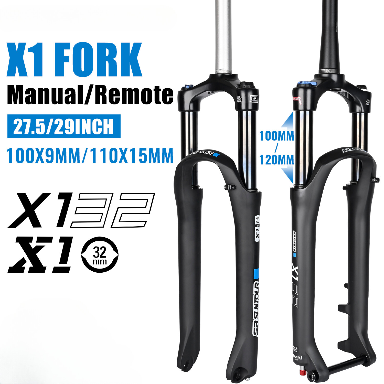 27.5 29″ Mountain Bike Oil Spring Suspension Fork QR BOOST 120MM Travel Froks