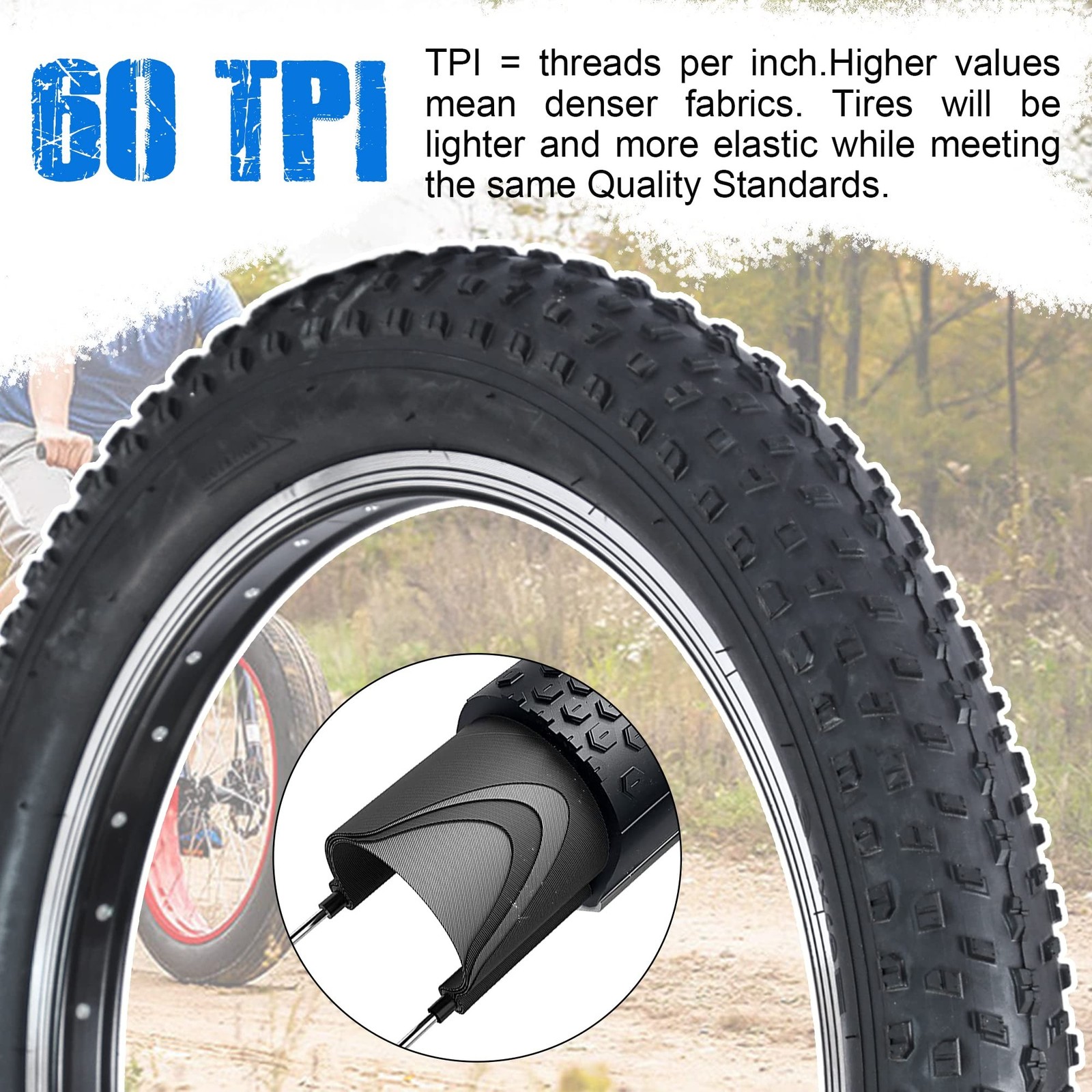 Fat Bike Tire 20″x3″ Compatible Replacement Bicycle Tire for Mountain Snow an…