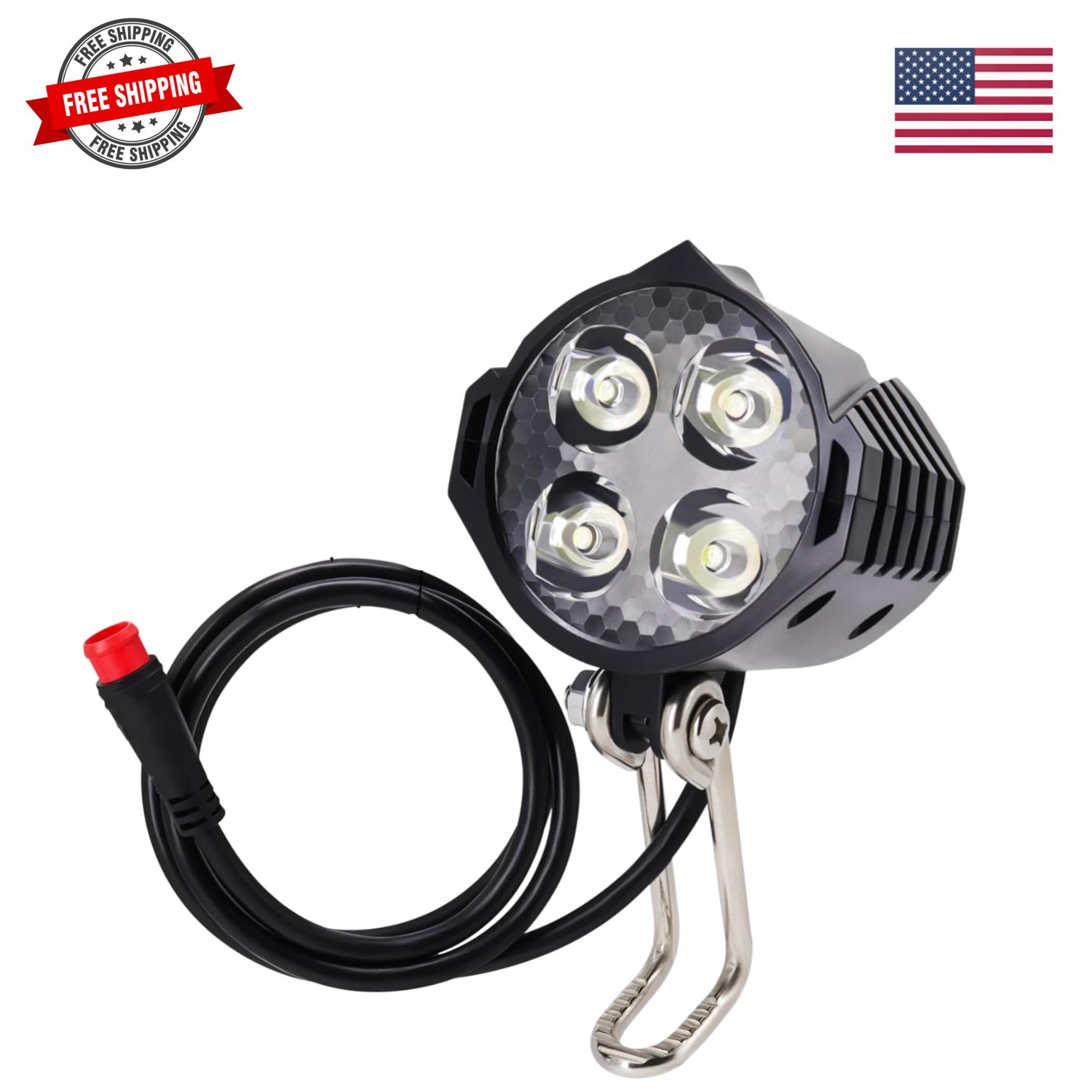 Ebike Headlight 48V 36V, 12V-60V Compatible, 2 Pin Male Waterproof Connector …