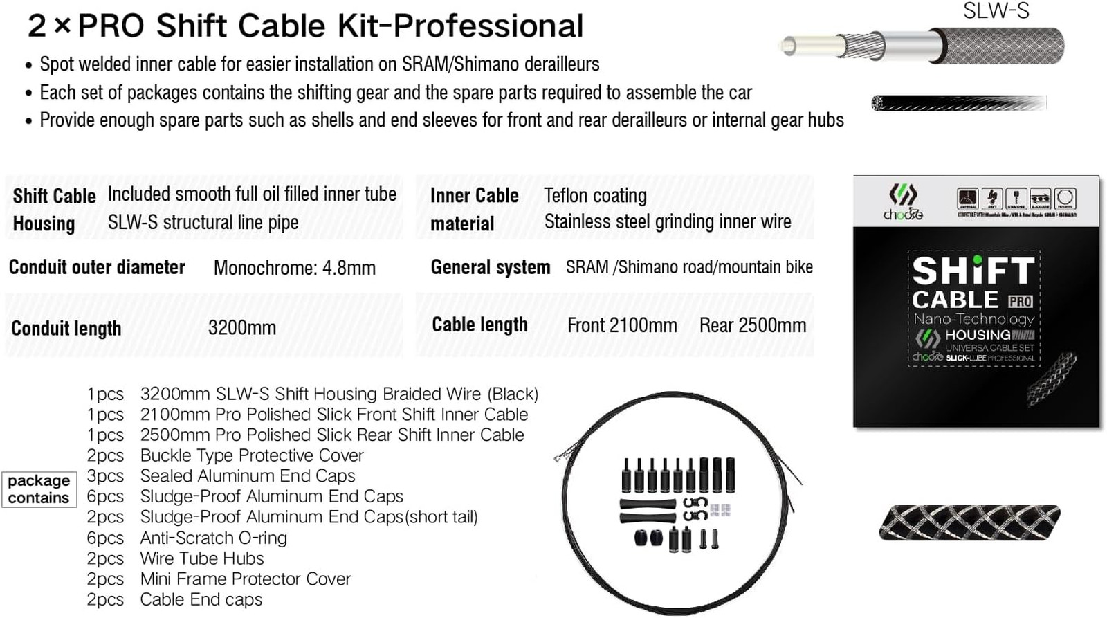 CNC Bike Shifter Cable Set for Shimano Sram Mountain Road Bike Gear Inner