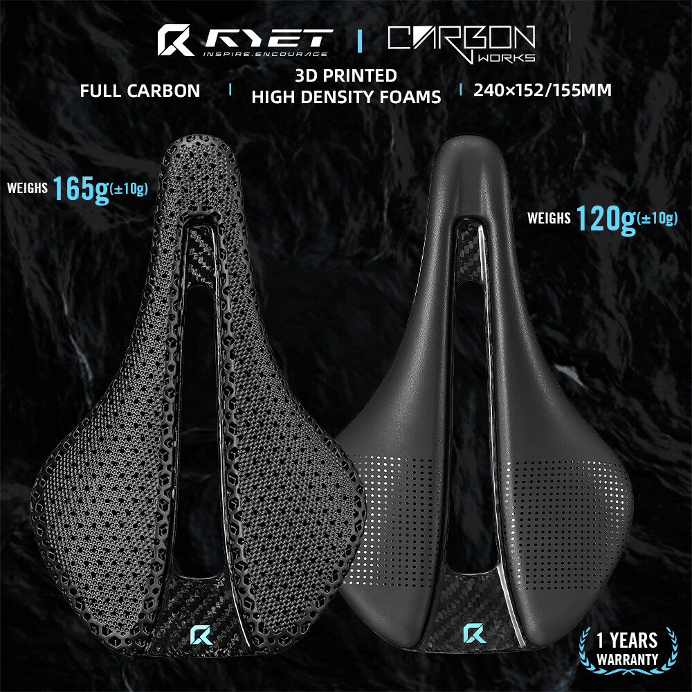 Full Carbon 3D Printed Bicycle Saddle 155/152mm 7x9mm Road MTB Bike EVA Saddle