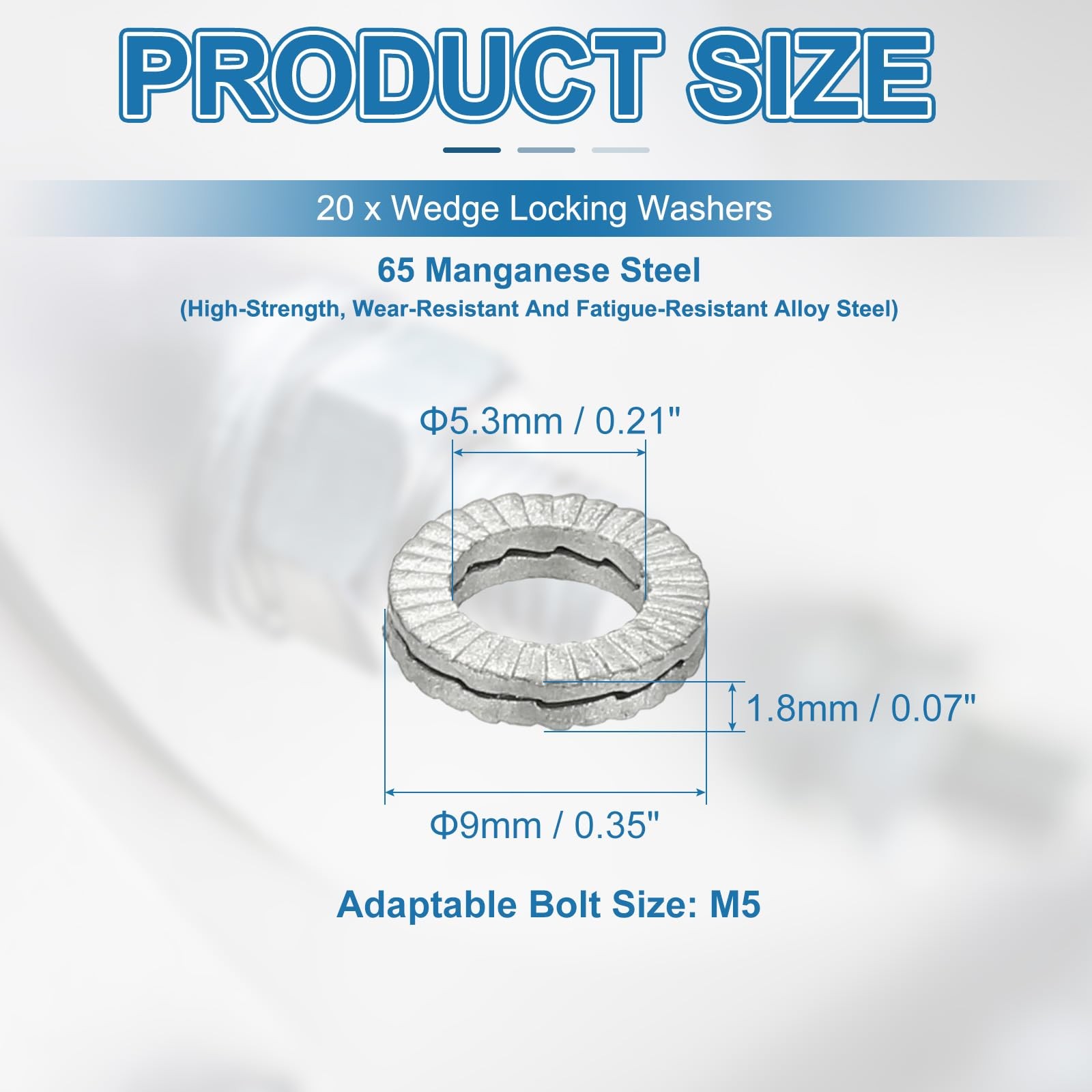 PATIKIL Wedge Locking Washers, 20 Pack Manganese Steel Vibration Resistant Sa…