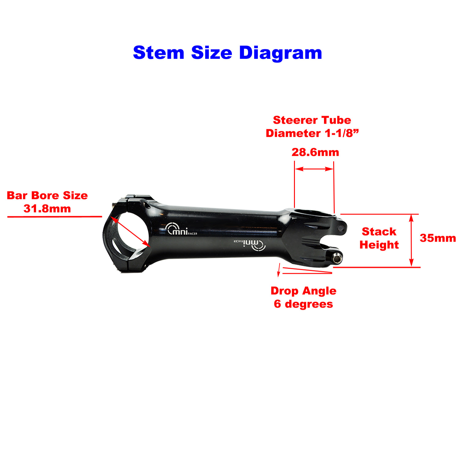 OMNI Racer WORLDS LIGHTEST RACE-Lite Handlebar Stem & Ti Bolts 31.8mm BLACK