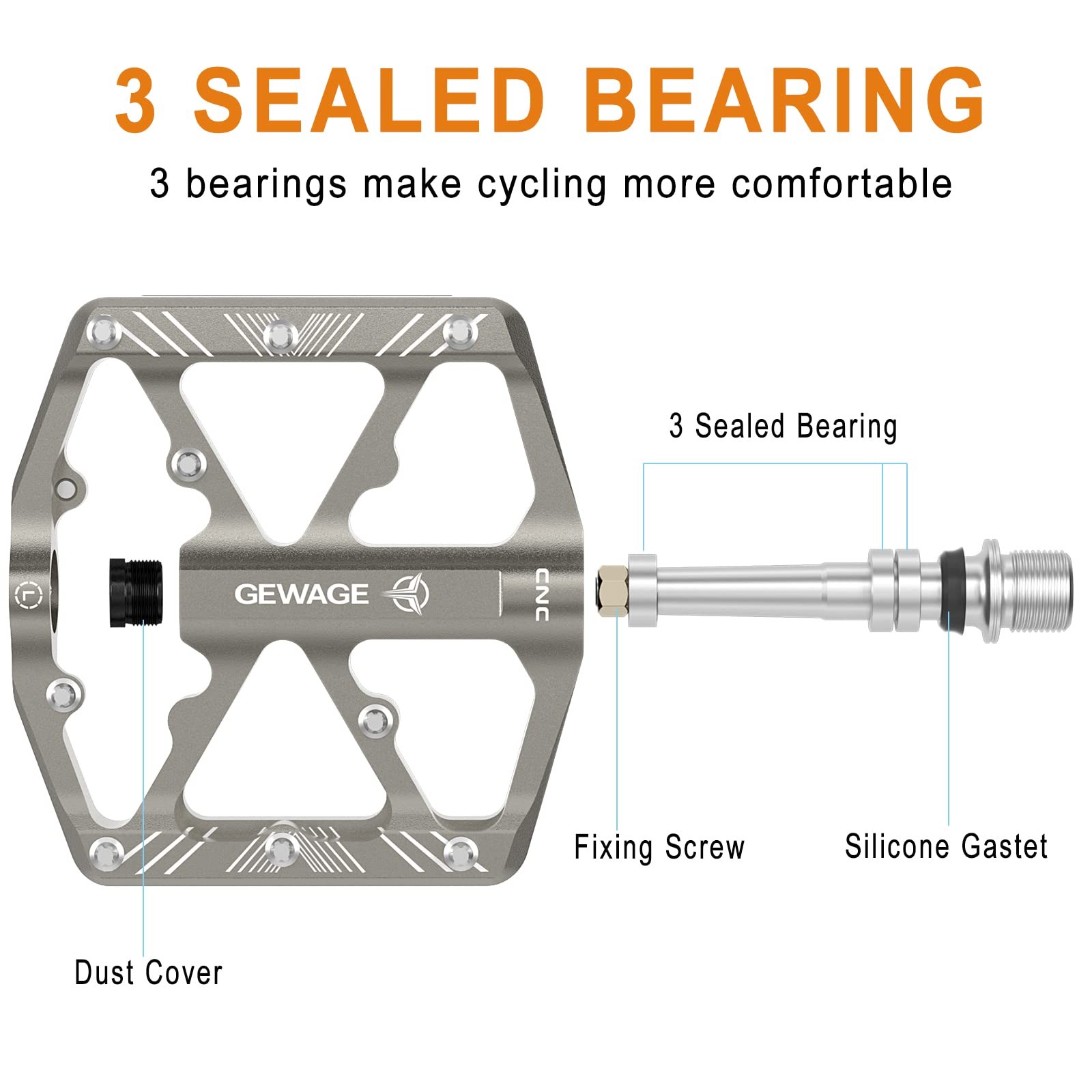 Bike Pedals 9/16 Inch – Bicycle Pedals with Reflectors – 3 Sealed Bearings MT…