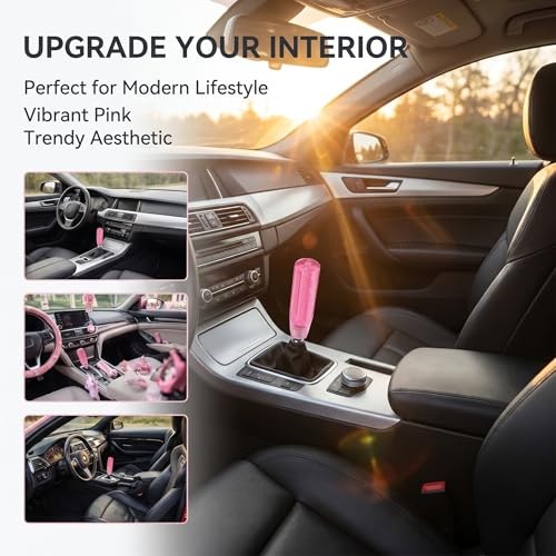 1 PC Car Shift Knob, 1.89 x 5.91 Inches Crystal Acrylic Gear Shift Medium Pink
