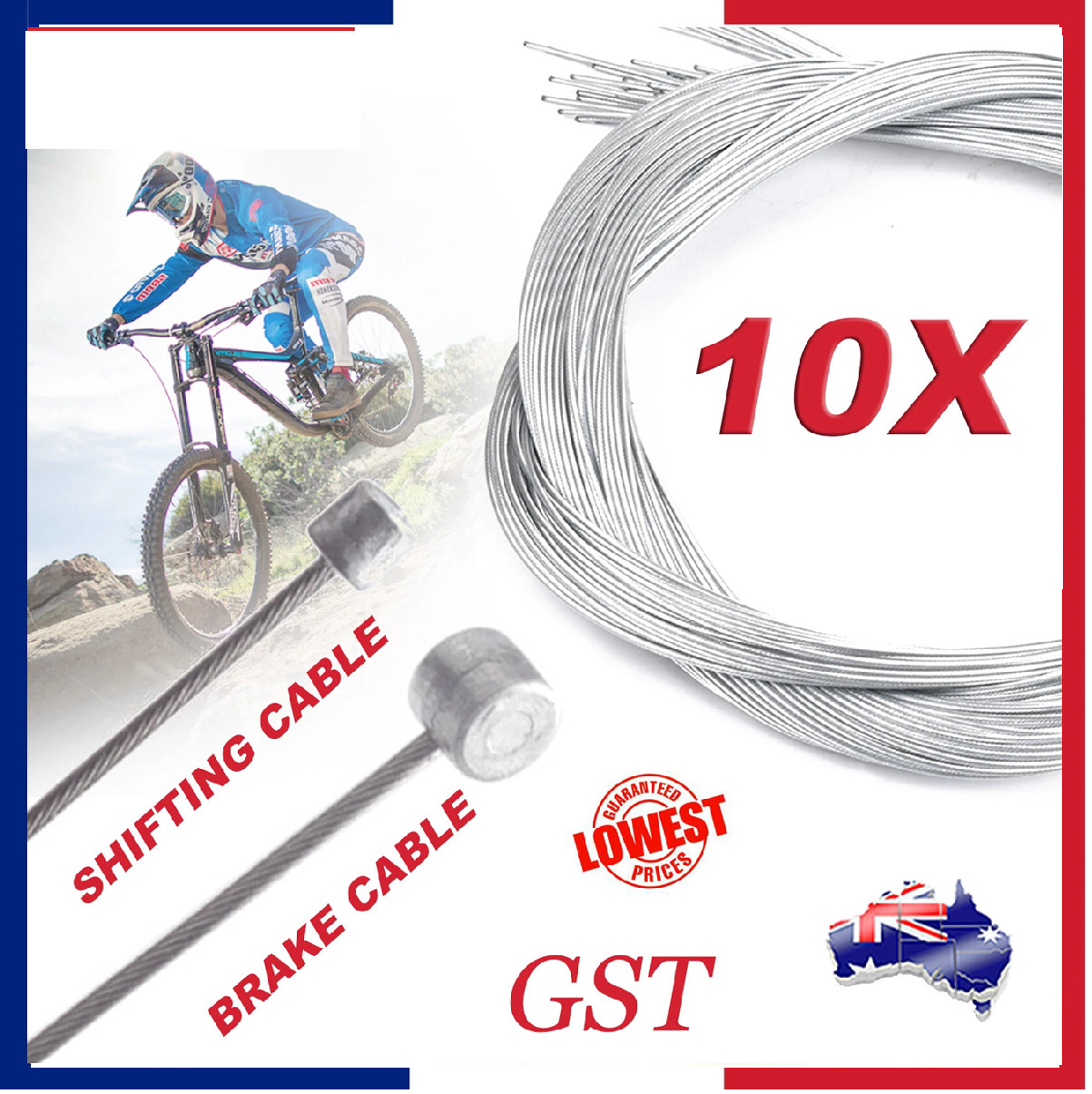 10pcs Road Bike MTB Gear Bicycle Brake Line Shifter Cable Core Inner Wire AU