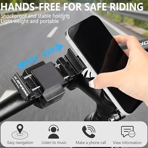 360° Rotate Aluminum Black Bike Handlebar Mount for 4.5-7.1 Phones