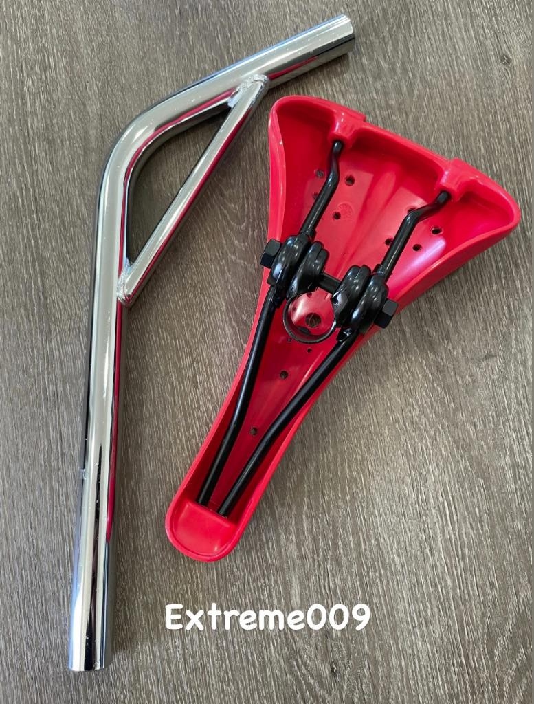Viscount Dominator Seat Bmx Hard Shell RED with Laid Back Seat Post 22.2mm 7/8