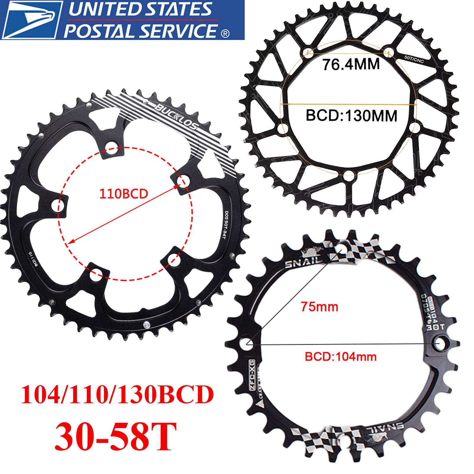 104/110/130 BCD 30-58T MTB Folding Road Bike Chainring 6-11S Bicycle ChainWheel