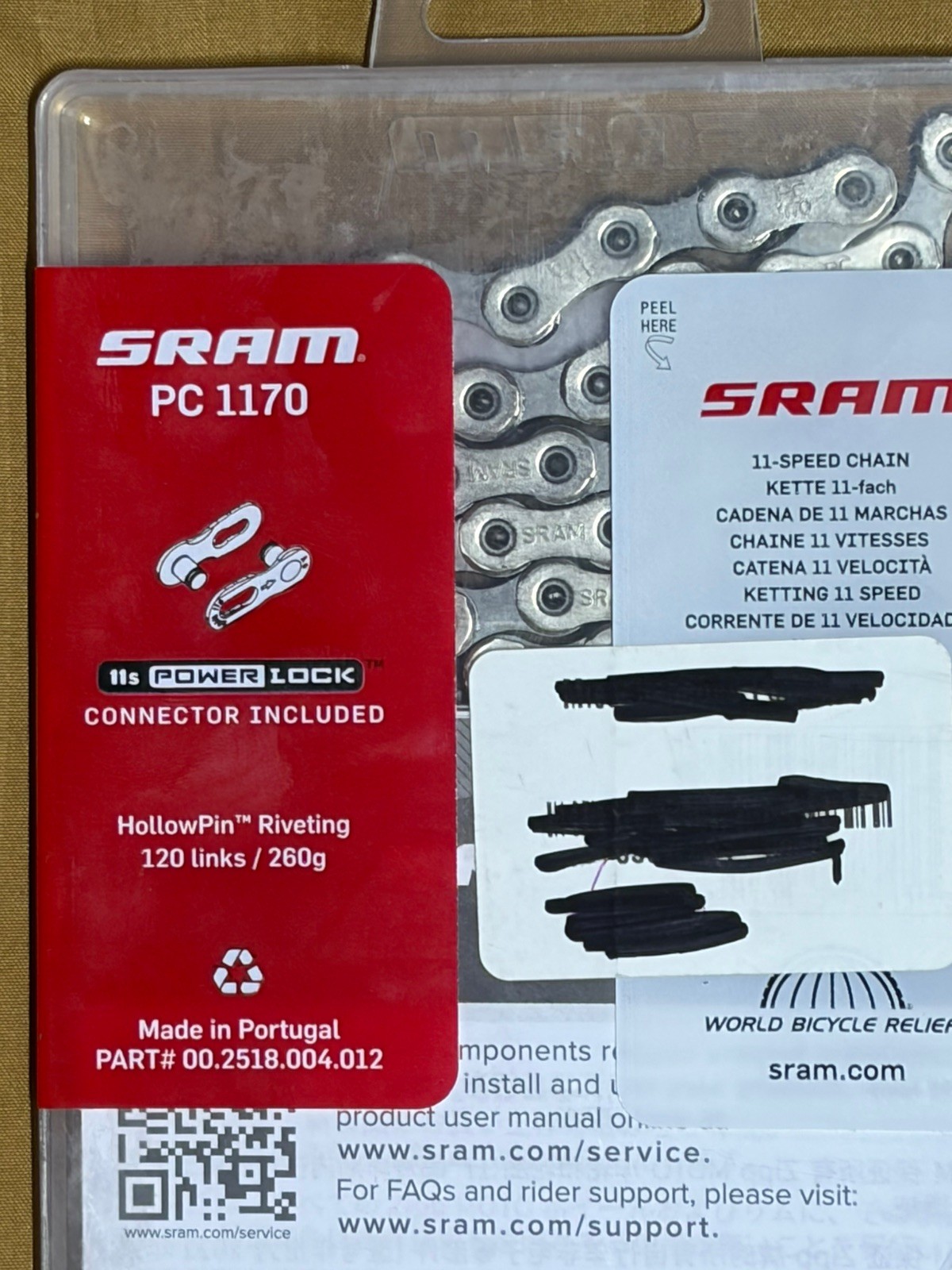 SRAM PC-1170 Chain – 11-Speed, 120 Links, Silver/Gray