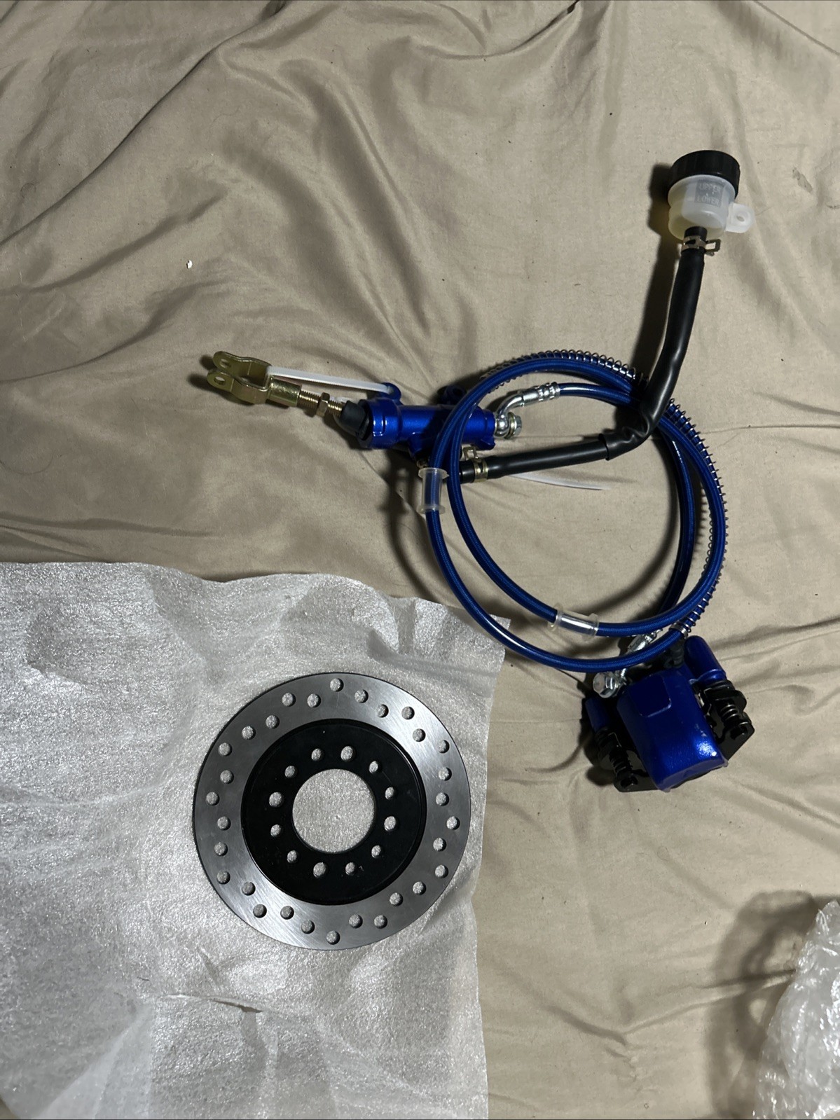 Rear Disc Brake Master Cylinder Caliper Assembly + 158mm/6.22» Disc Blue