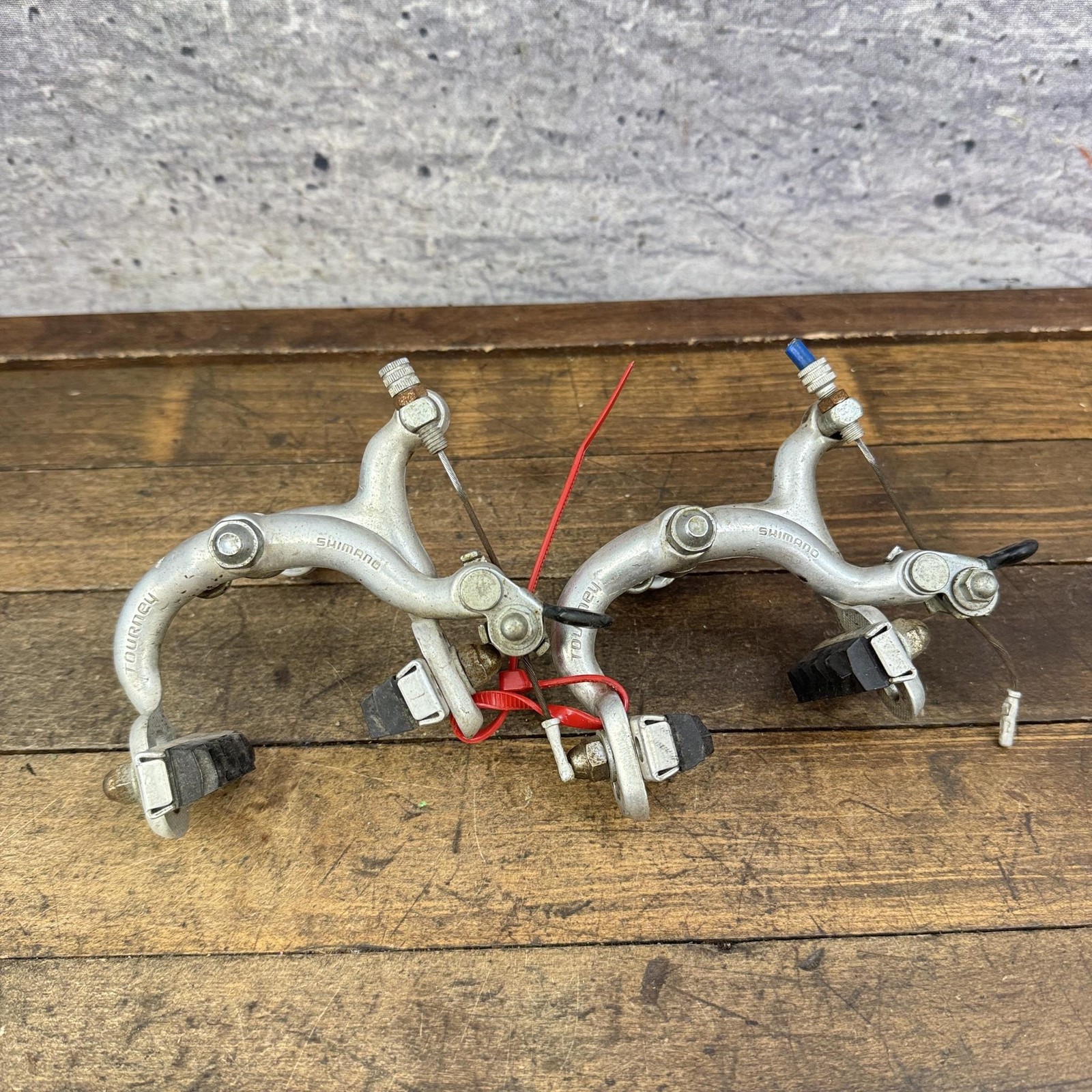 Vintage Shimano Tourney Caliper Brakes Set Silver Road Bike Side Pull Japan 70s