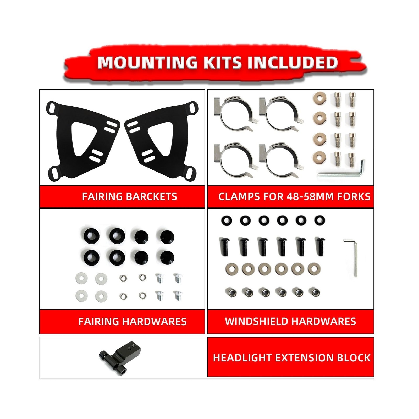 FATECIM Motorcycle 5.75″ Headlight Fairing with 11″ Smoke Windshield Windscre…