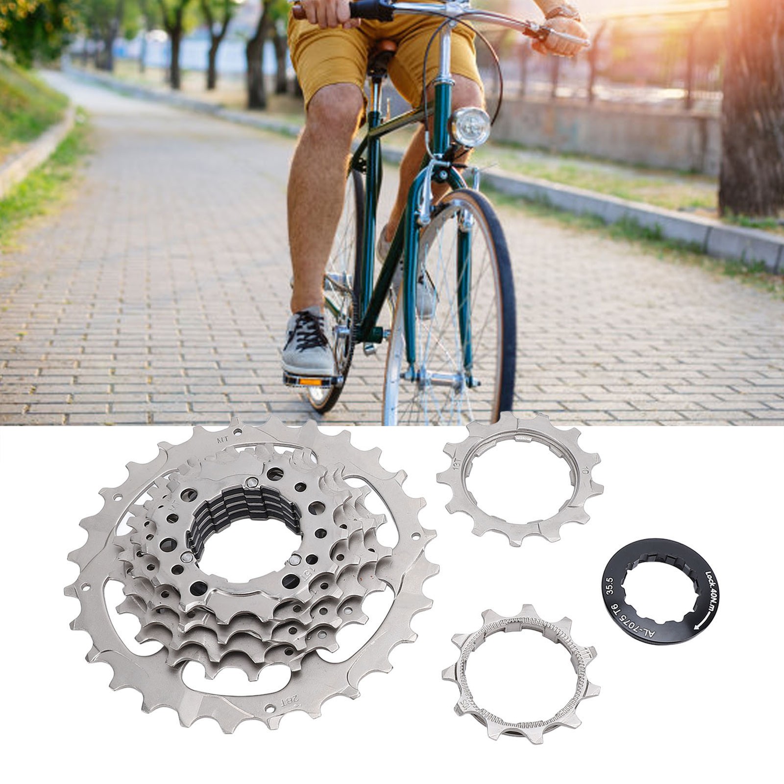 Bike Cassette 7 Speed Stainless Steel Aluminum Alloy Low Noise Bicycle Cass DVGD