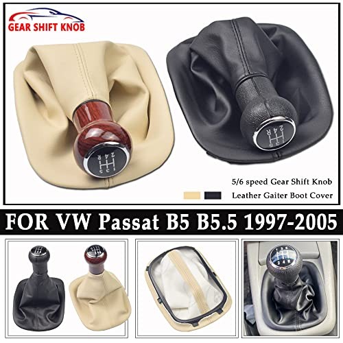 5/6 Speed Gear Stick Shift Knob Leather Boot for VW Passat b5 5 speed beige
