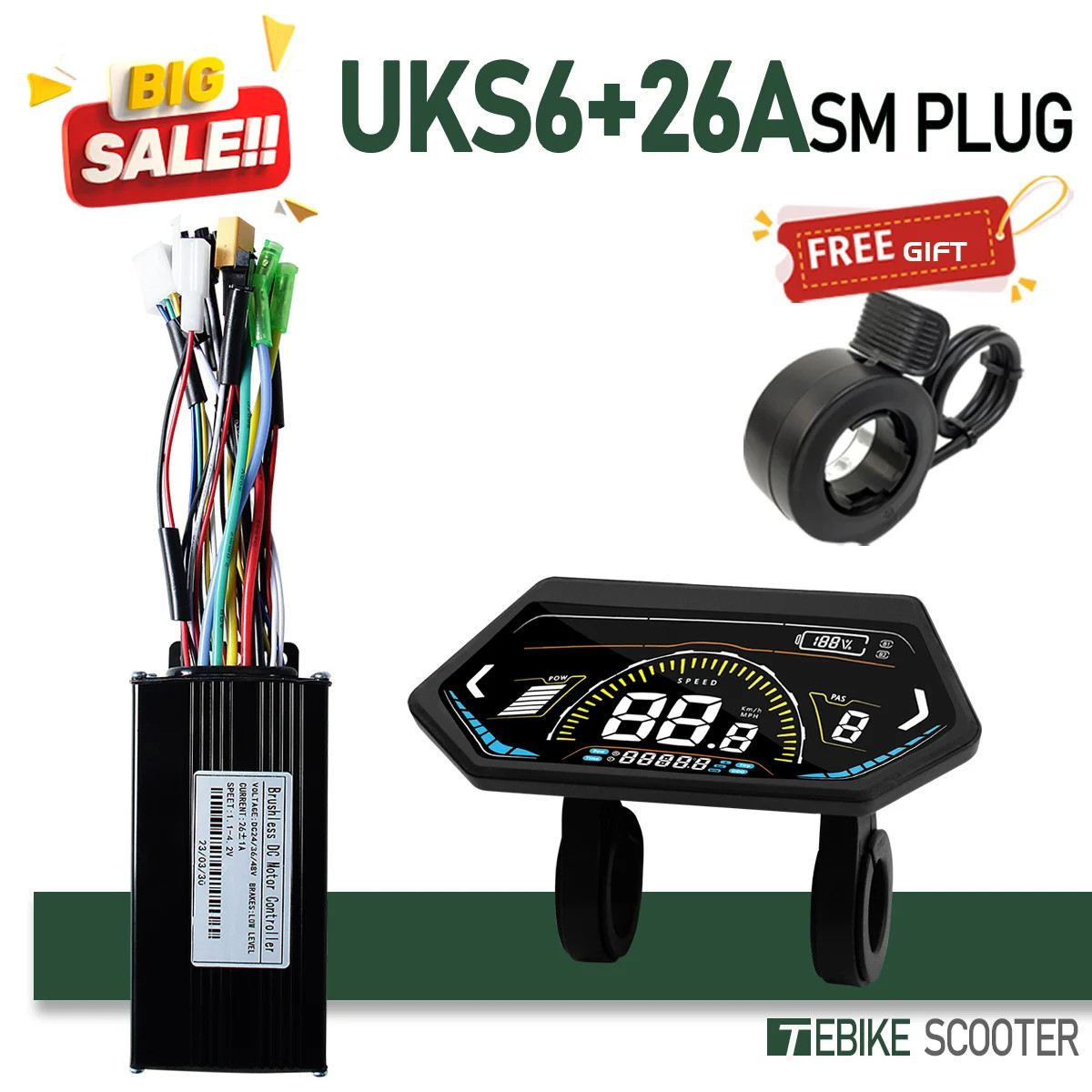 E-bike SineWave Controller 24V/36V/48V52V 17A 26A 30A 40A Three Mode Brushless