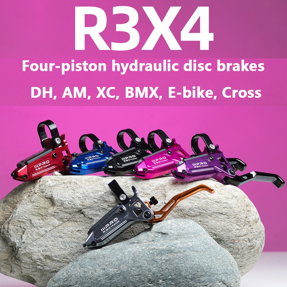 IIIPRO R3X4 MTB Bike Hydraulic Disc Brake Set 4-Pistons Front&Rear 880/1700mm