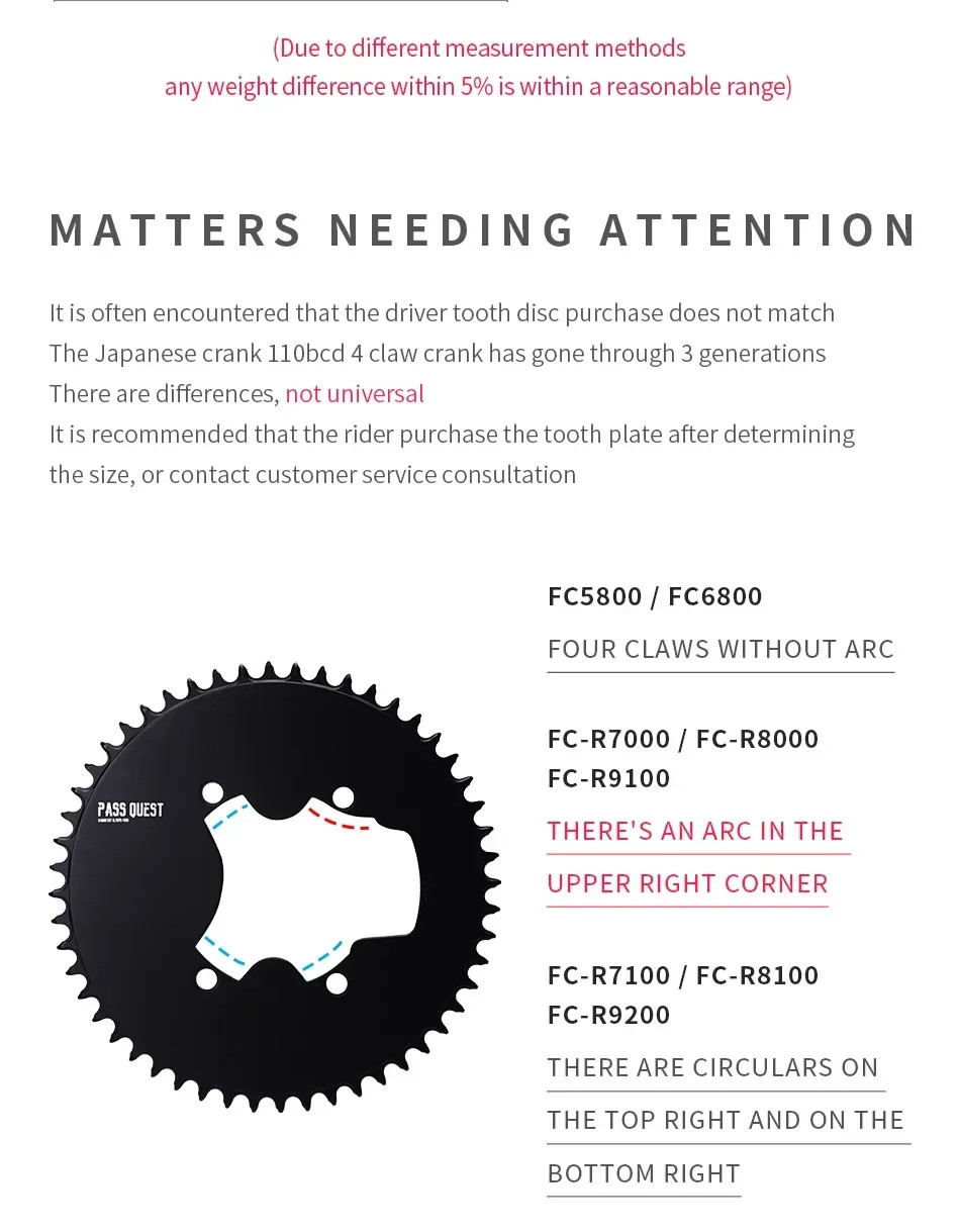 Narrow Wide Chainring for 110BCD 4 – Bolt AERO Compatible with 9/10/11/12 Speed